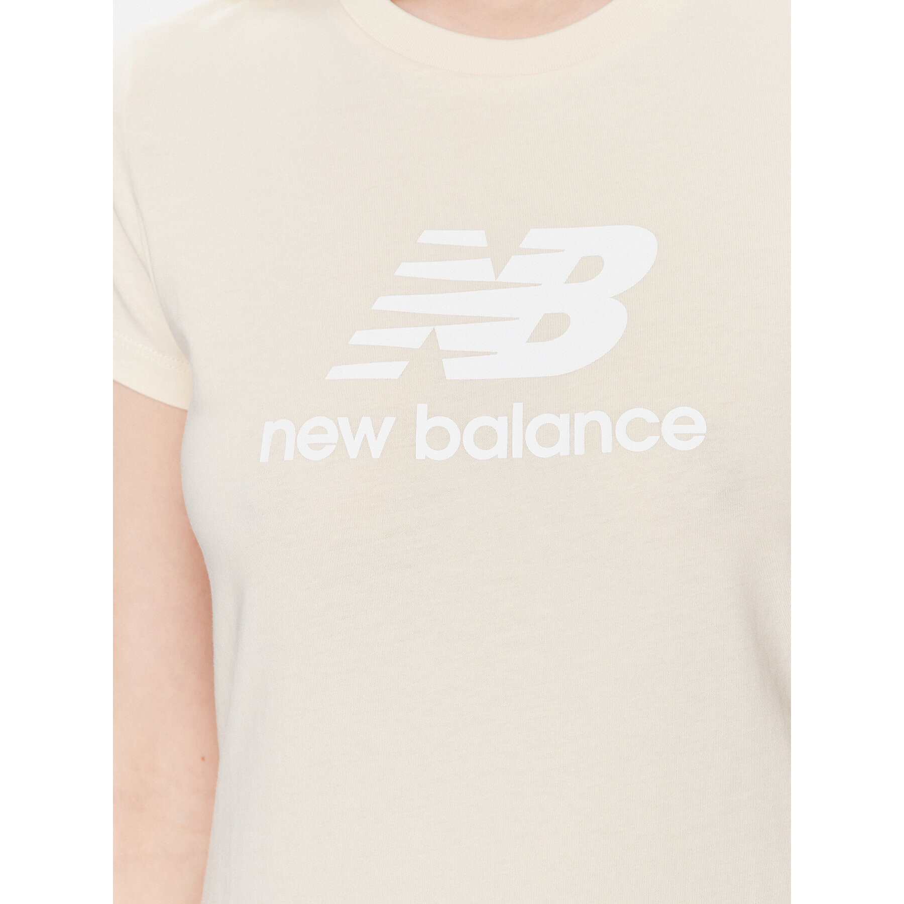 New Balance Tričko Essentials Stacked Logo WT31546 Béžová Athletic Fit - Pepit.sk