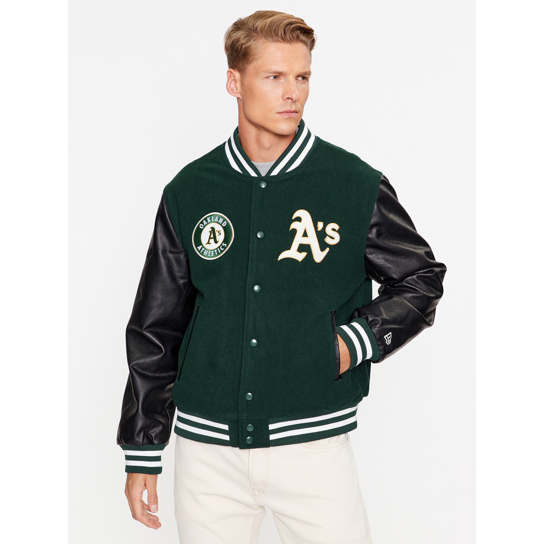 New Era Bundy bomber Large Logo Varsity 60416327 Zelená Regular Fit - Pepit.sk