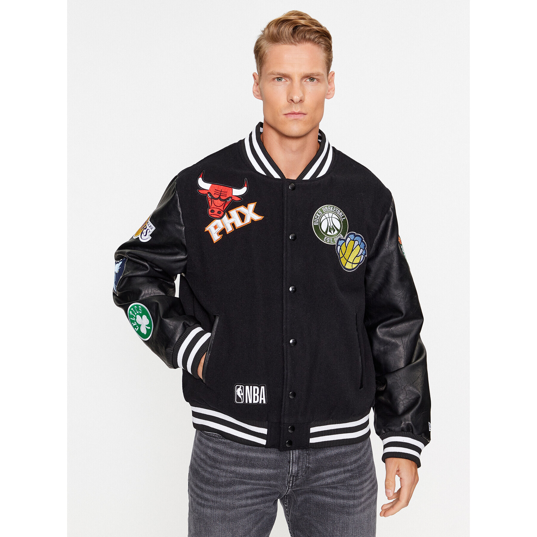 New Era Bundy bomber Nba Badge Varsity 60416374 Čierna Regular Fit - Pepit.sk