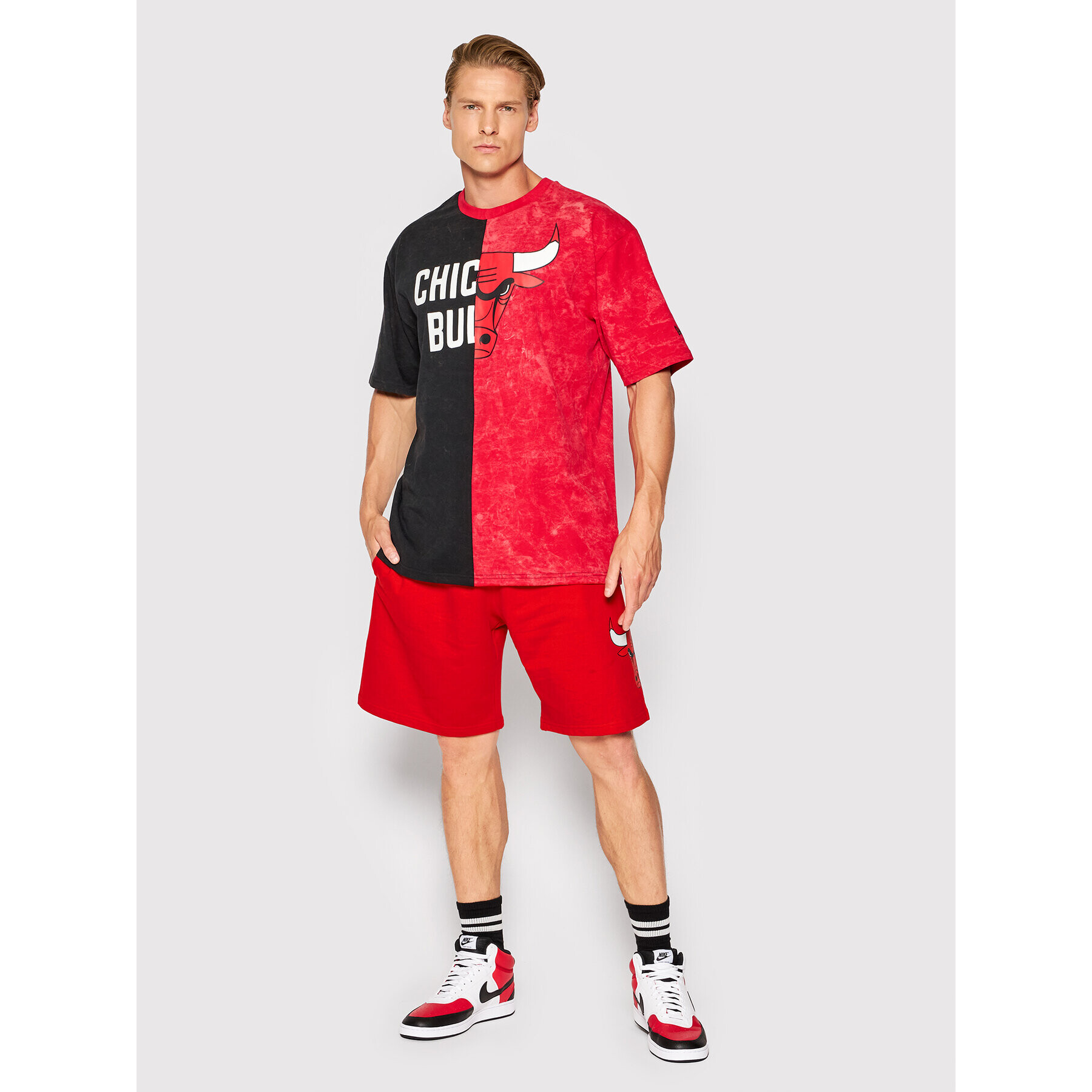 New Era Športové kraťasy Chicago Bulls Washed Team Logo 13083852 Červená Regular Fit - Pepit.sk