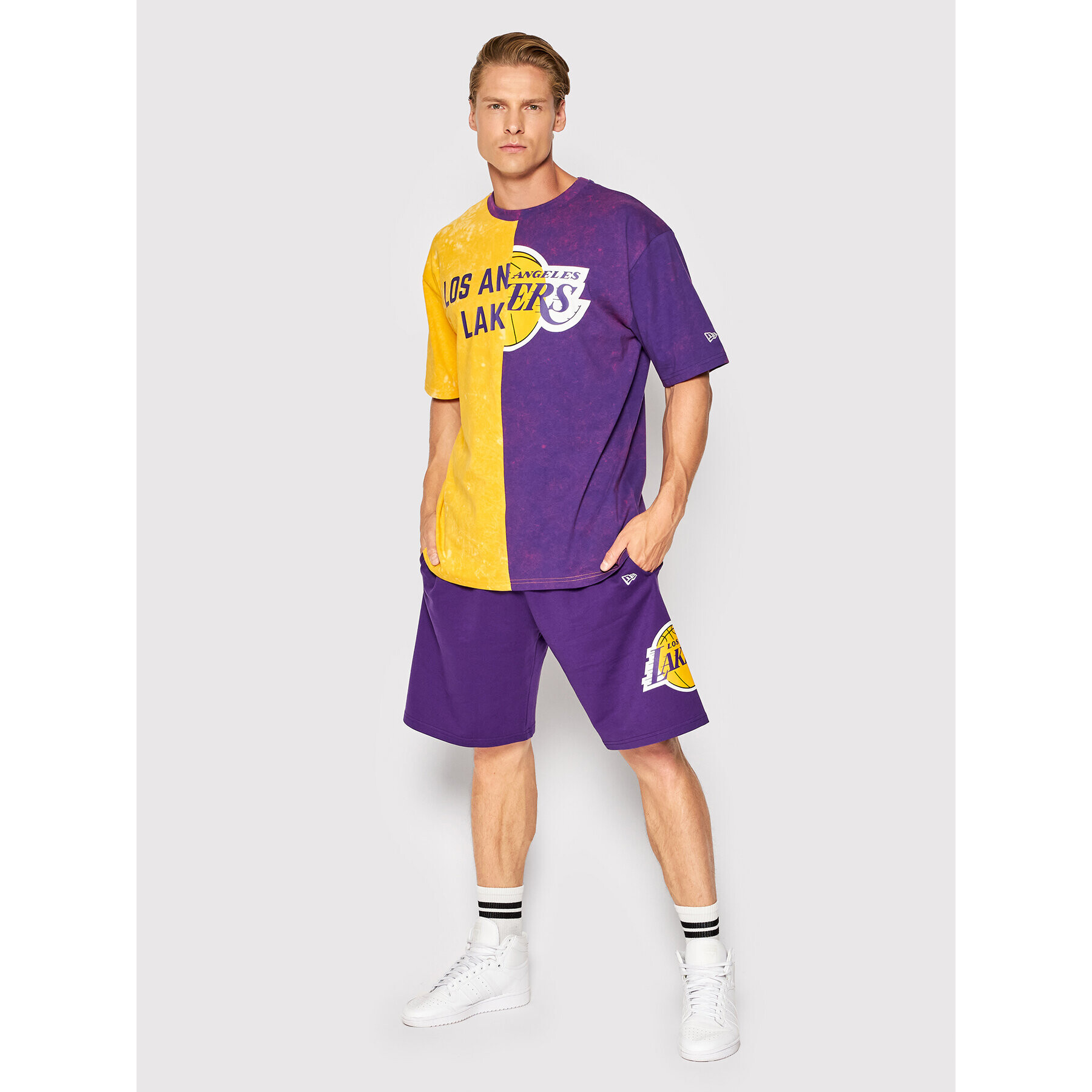 New Era Športové kraťasy LA Lakers Washed Team Logo 13083850 Fialová Regular Fit - Pepit.sk