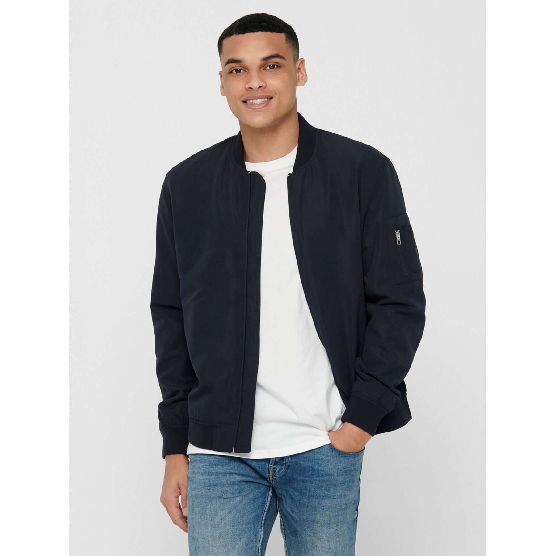 Only & Sons Bundy bomber Jack 22015866 Tmavomodrá Regular Fit - Pepit.sk