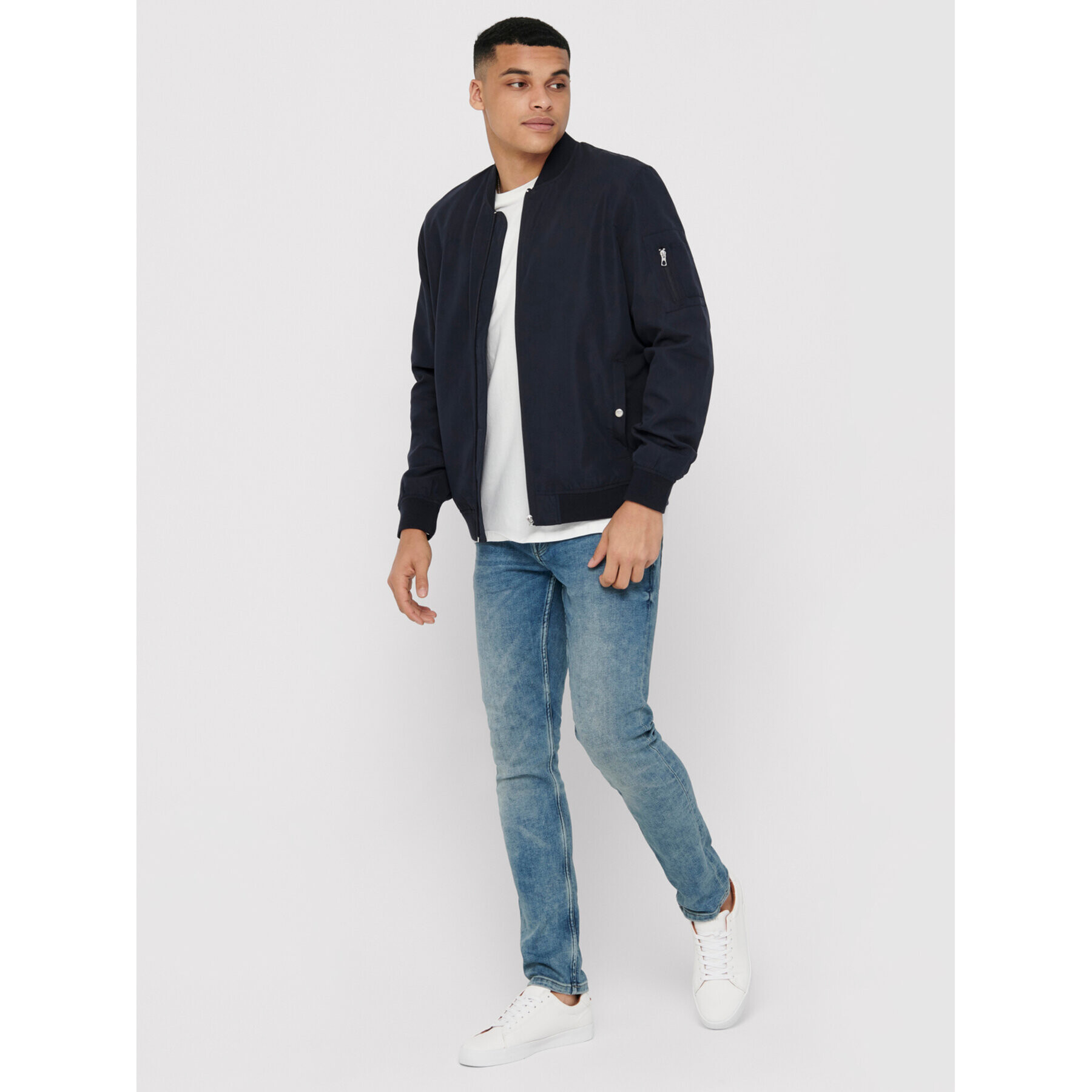 Only & Sons Bundy bomber Jack 22015866 Tmavomodrá Regular Fit - Pepit.sk