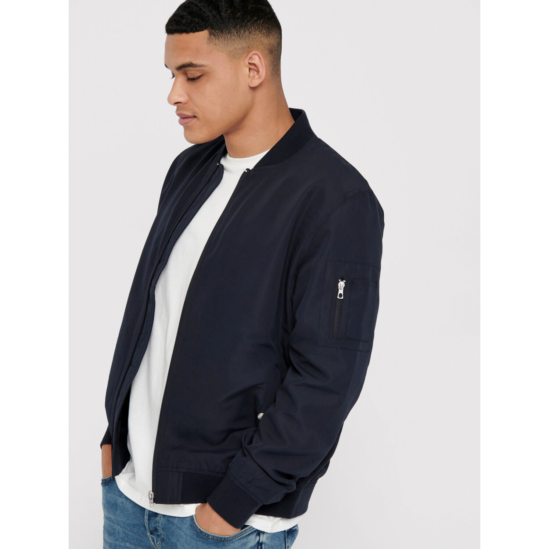 Only & Sons Bundy bomber Jack 22015866 Tmavomodrá Regular Fit - Pepit.sk