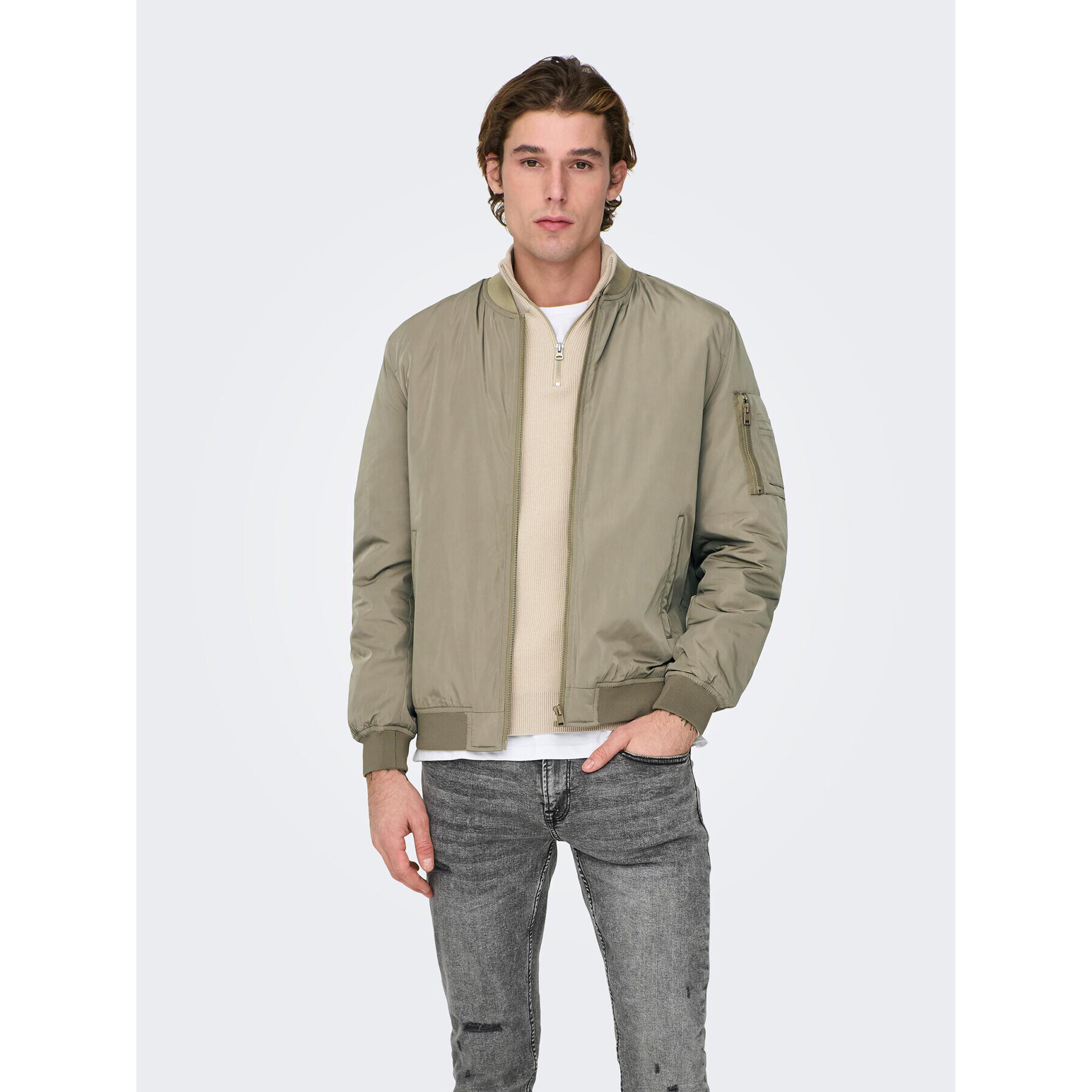 Only & Sons Bundy bomber Joshua 22023287 Béžová Regular Fit - Pepit.sk