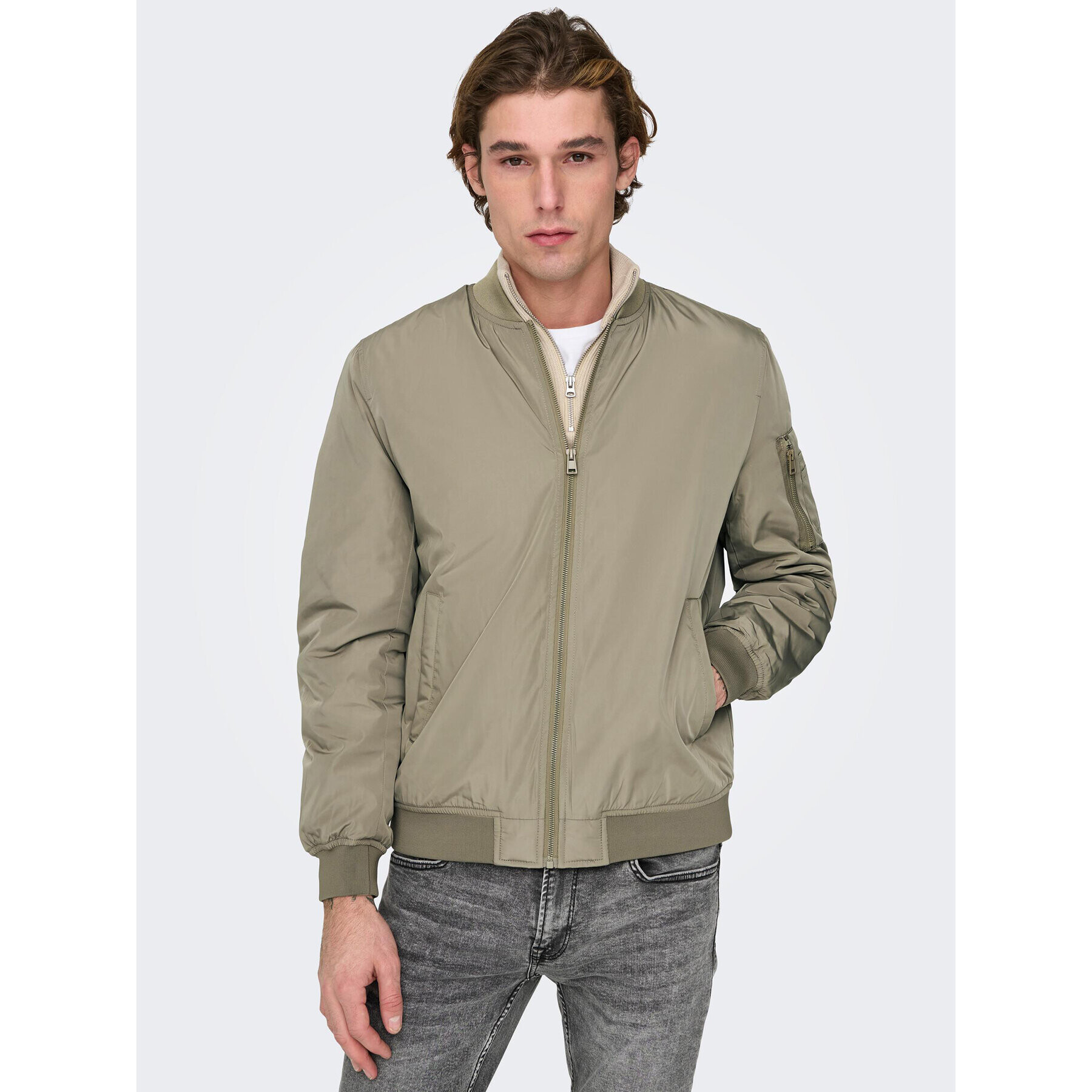 Only & Sons Bundy bomber Joshua 22023287 Béžová Regular Fit - Pepit.sk