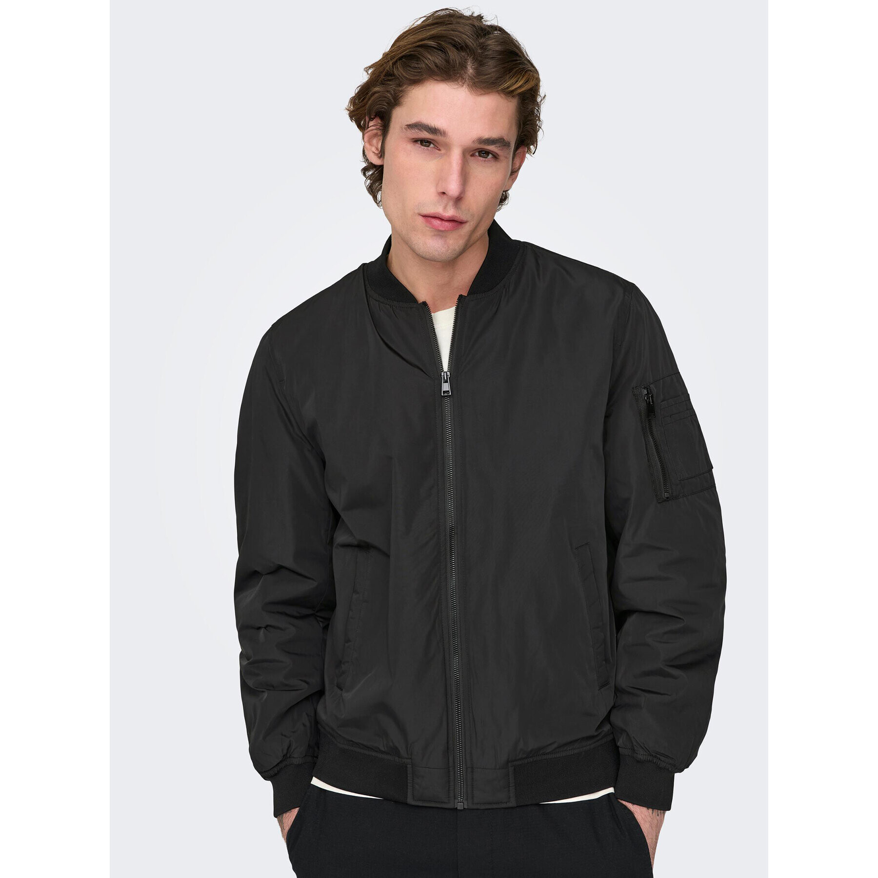 Only & Sons Bundy bomber Joshua 22023287 Čierna Regular Fit - Pepit.sk