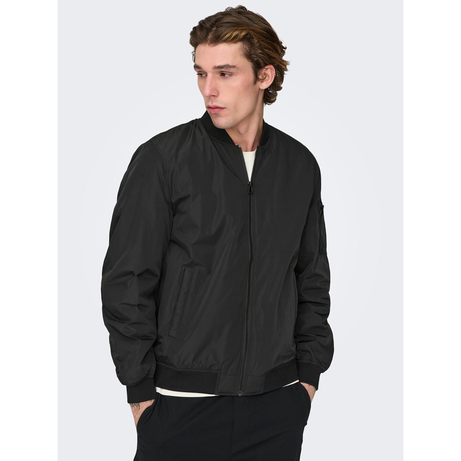 Only & Sons Bundy bomber Joshua 22023287 Čierna Regular Fit - Pepit.sk