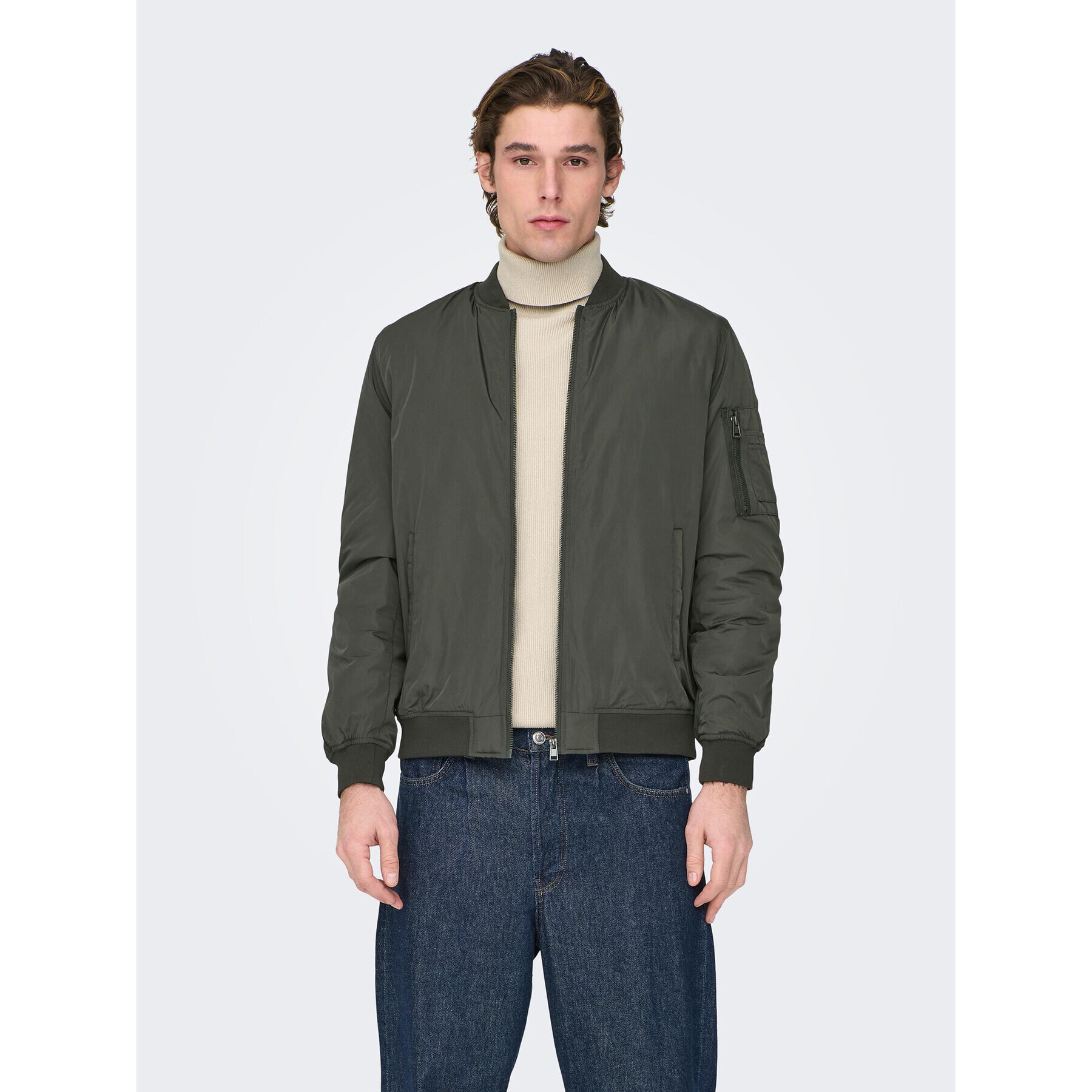 Only & Sons Bundy bomber Joshua 22023287 Kaki Regular Fit - Pepit.sk