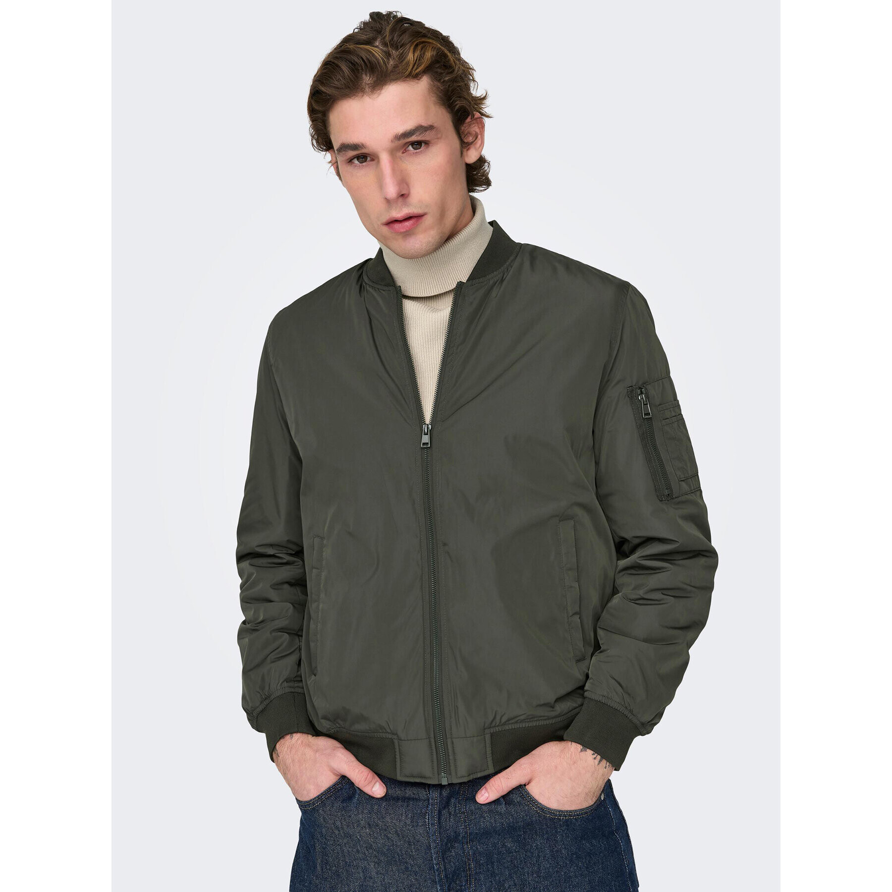 Only & Sons Bundy bomber Joshua 22023287 Kaki Regular Fit - Pepit.sk