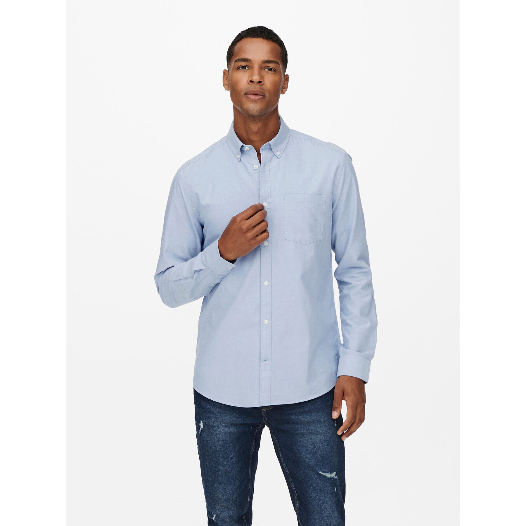 Only & Sons Košeľa 22019669 Modrá Slim Fit - Pepit.sk