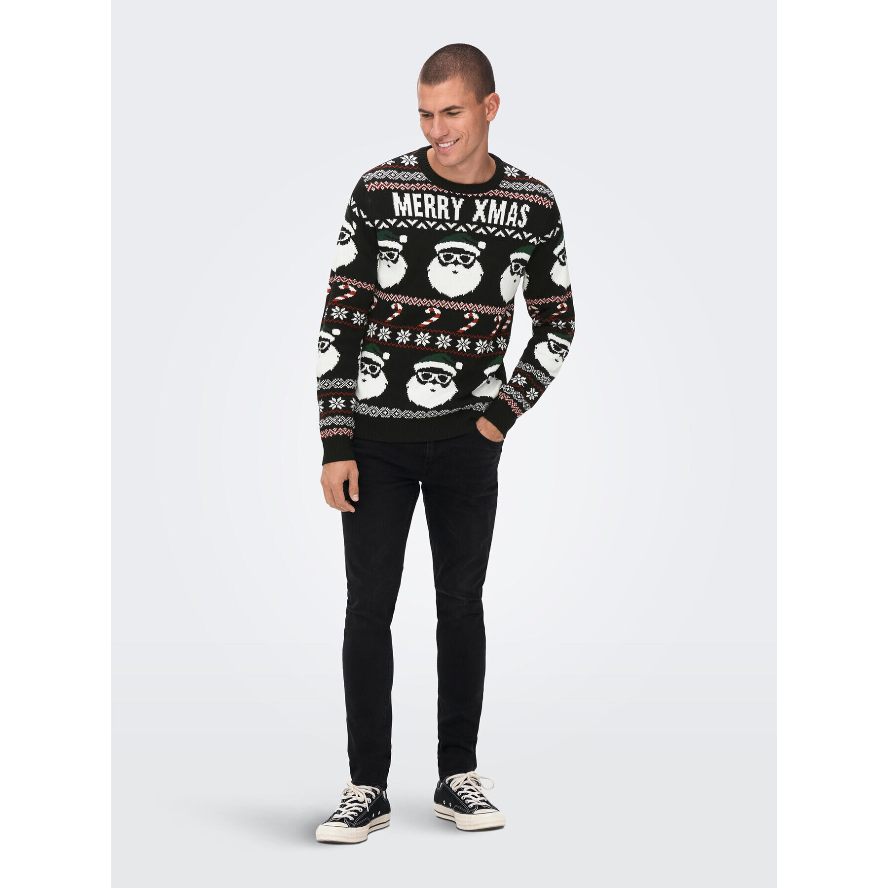 Only & Sons Sveter Xmas Santa 22023994 Čierna Regular Fit - Pepit.sk