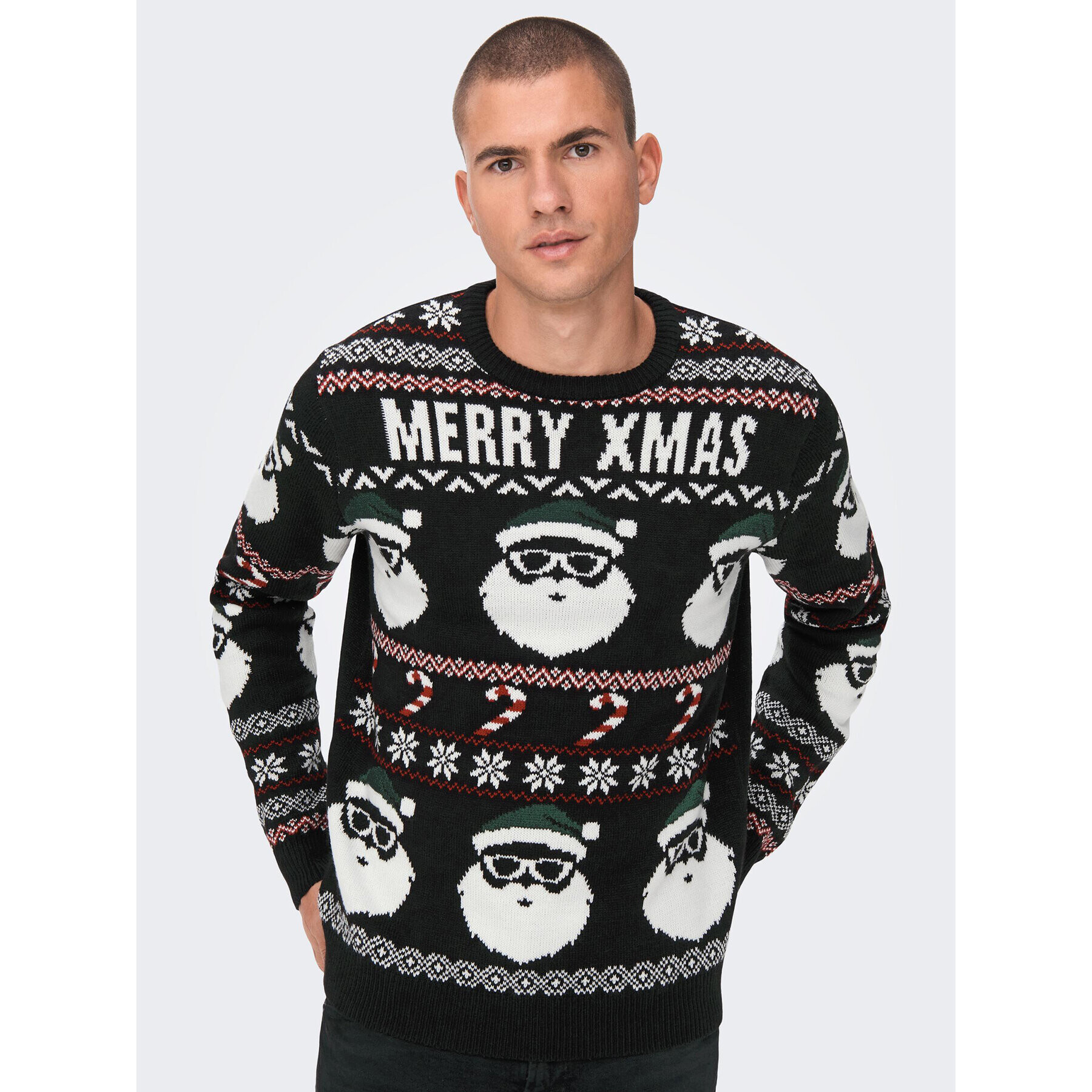 Only & Sons Sveter Xmas Santa 22023994 Čierna Regular Fit - Pepit.sk