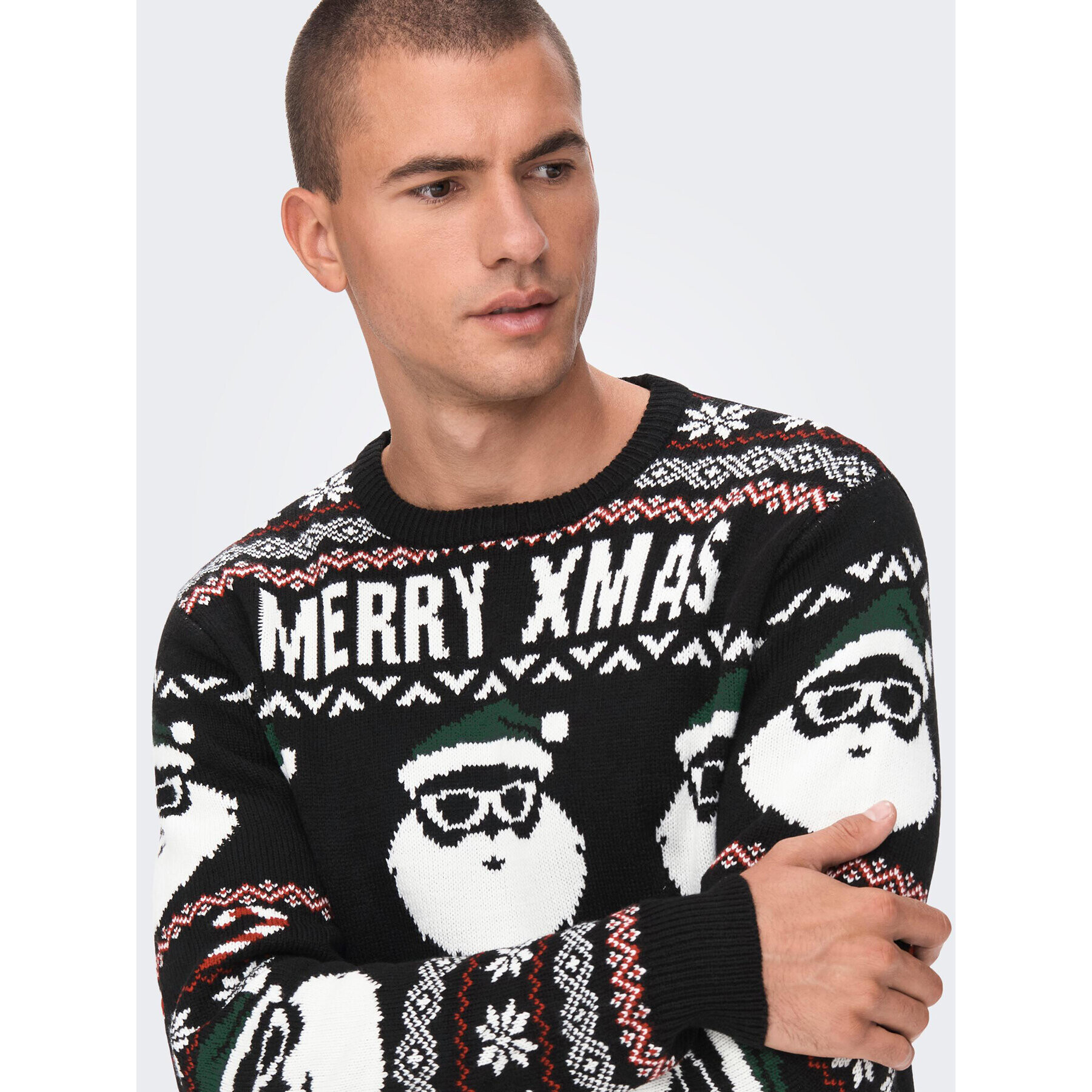 Only & Sons Sveter Xmas Santa 22023994 Čierna Regular Fit - Pepit.sk