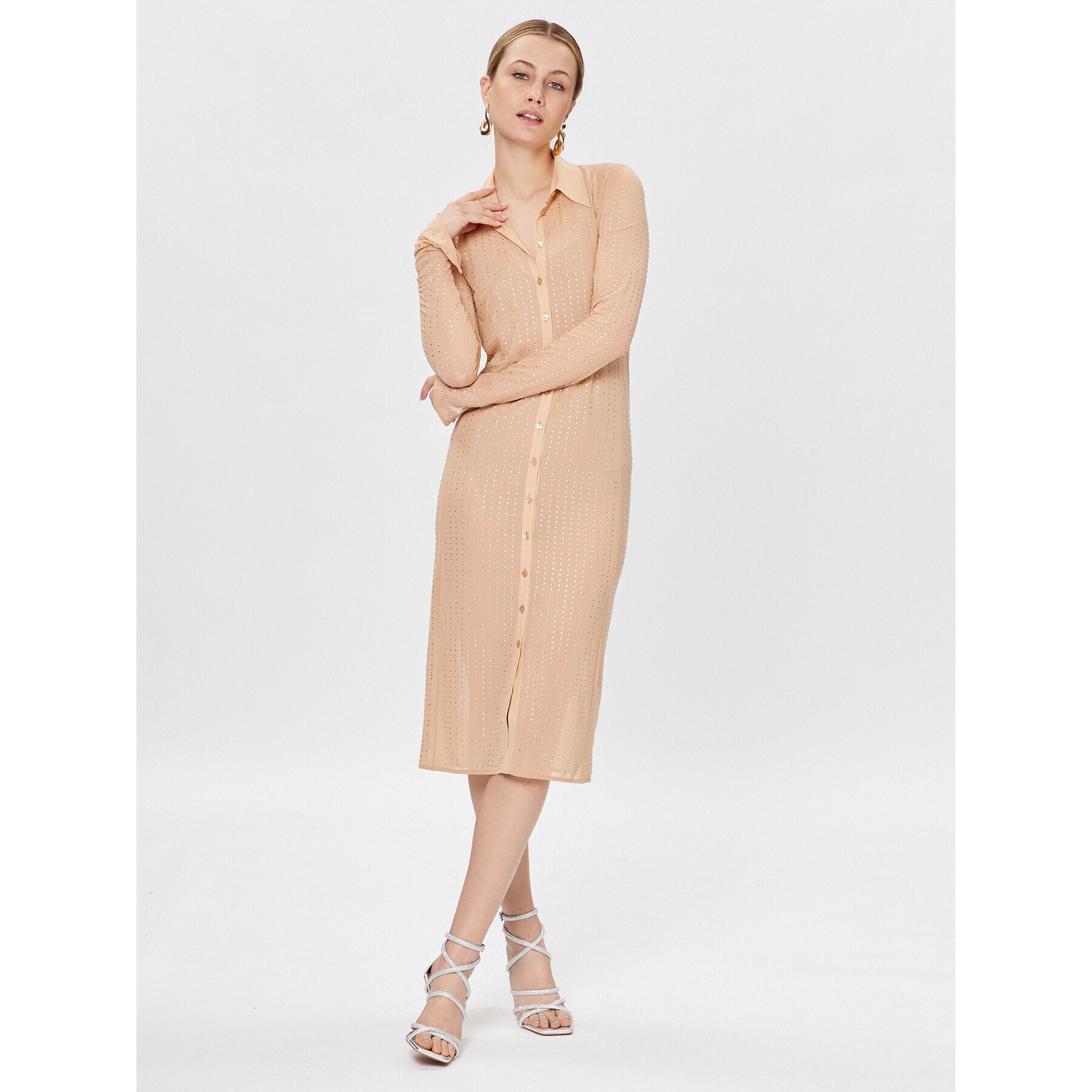 Patrizia Pepe Košeľové šaty 2A2571/J116-FD54 Béžová Slim Fit - Pepit.sk