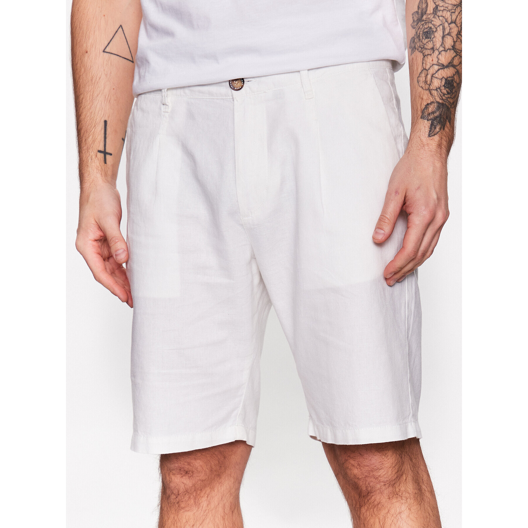 Pepe Jeans Bavlnené šortky Arkin Short Linen PM800913 Écru Relaxed Fit - Pepit.sk