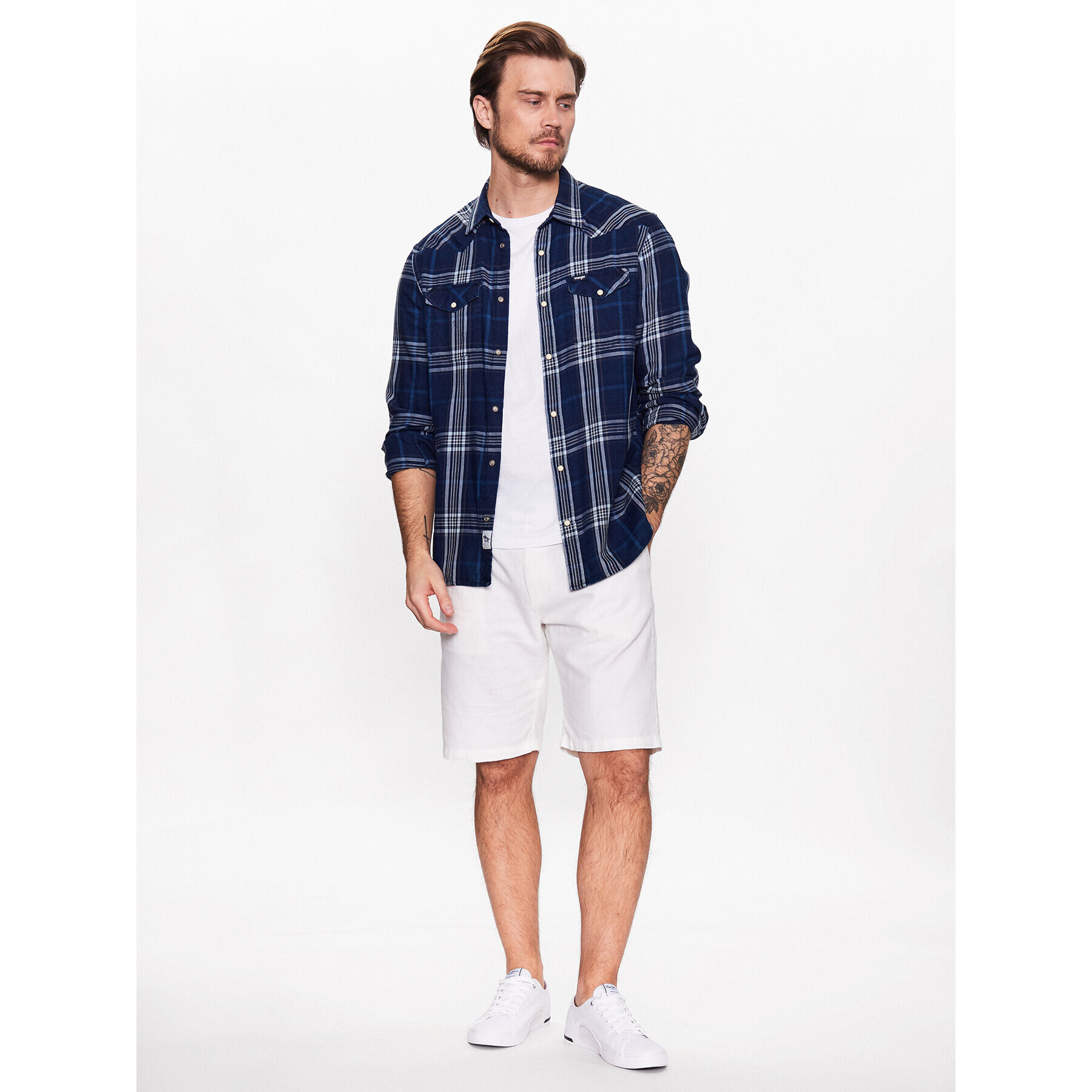 Pepe Jeans Bavlnené šortky Arkin Short Linen PM800913 Écru Relaxed Fit - Pepit.sk