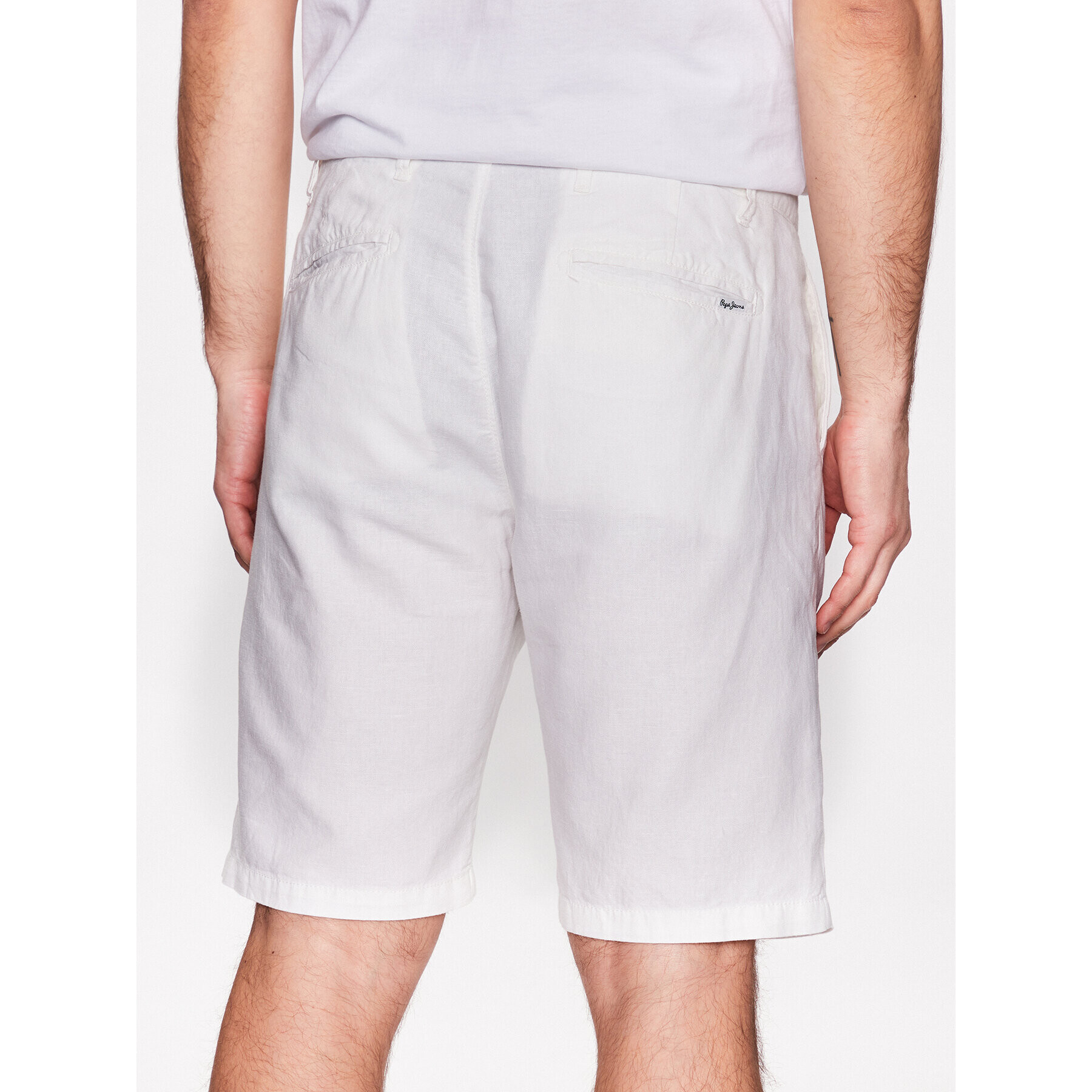 Pepe Jeans Bavlnené šortky Arkin Short Linen PM800913 Écru Relaxed Fit - Pepit.sk