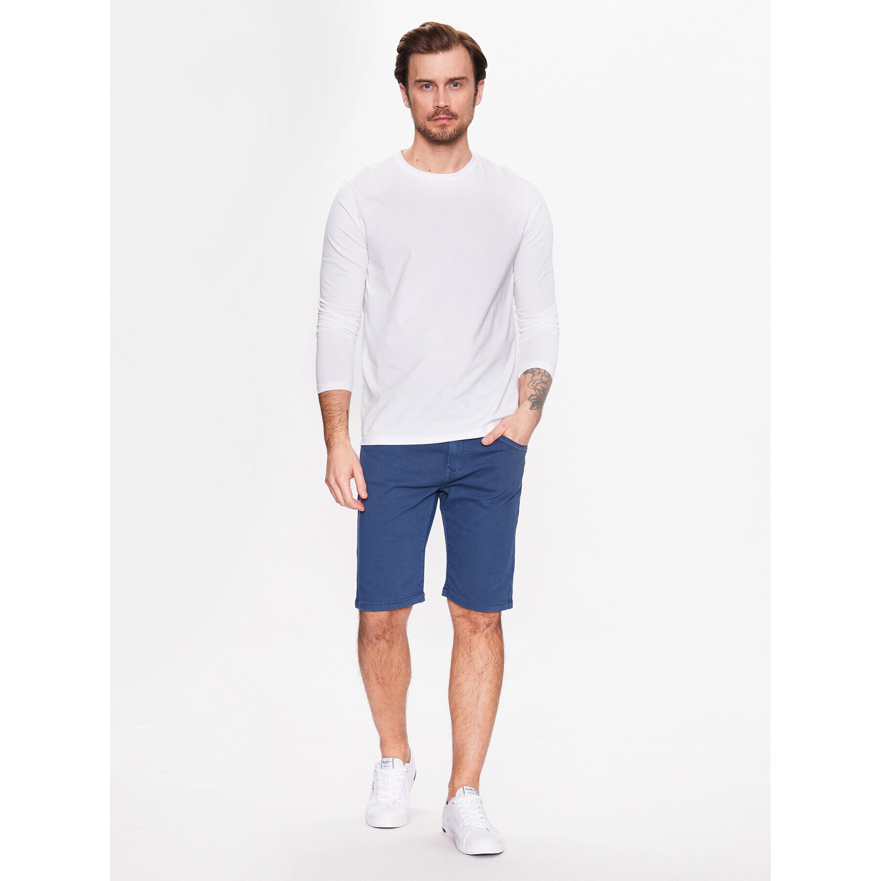 Pepe Jeans Bavlnené šortky Jagger Short PM800920 Modrá Slim Fit - Pepit.sk