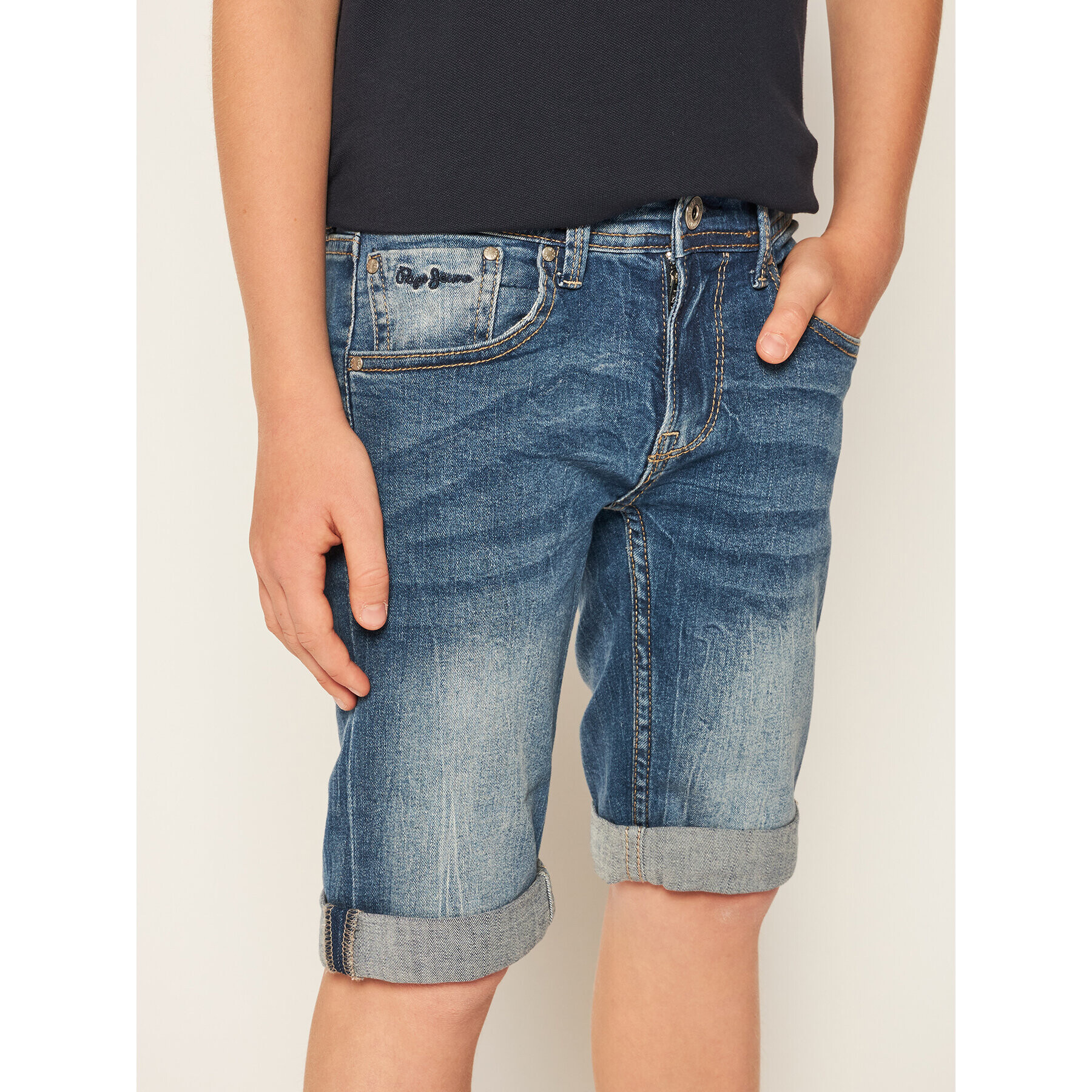 Pepe Jeans Džínsové šortky Becket PB800134 Tmavomodrá Slim Fit - Pepit.sk