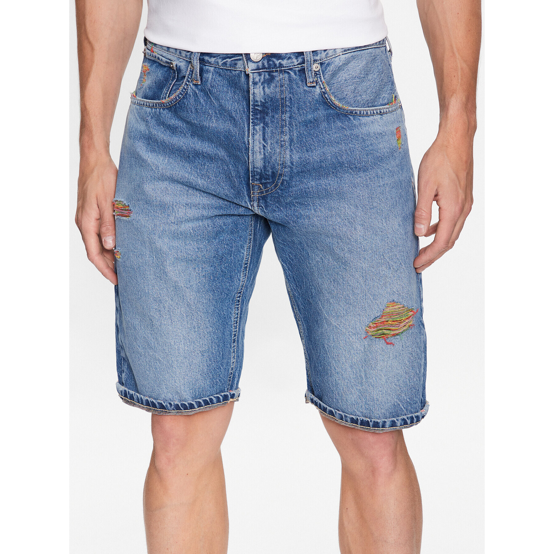 Pepe Jeans Džínsové šortky Callen Short Rainbow PM801021 Modrá Relaxed Fit - Pepit.sk