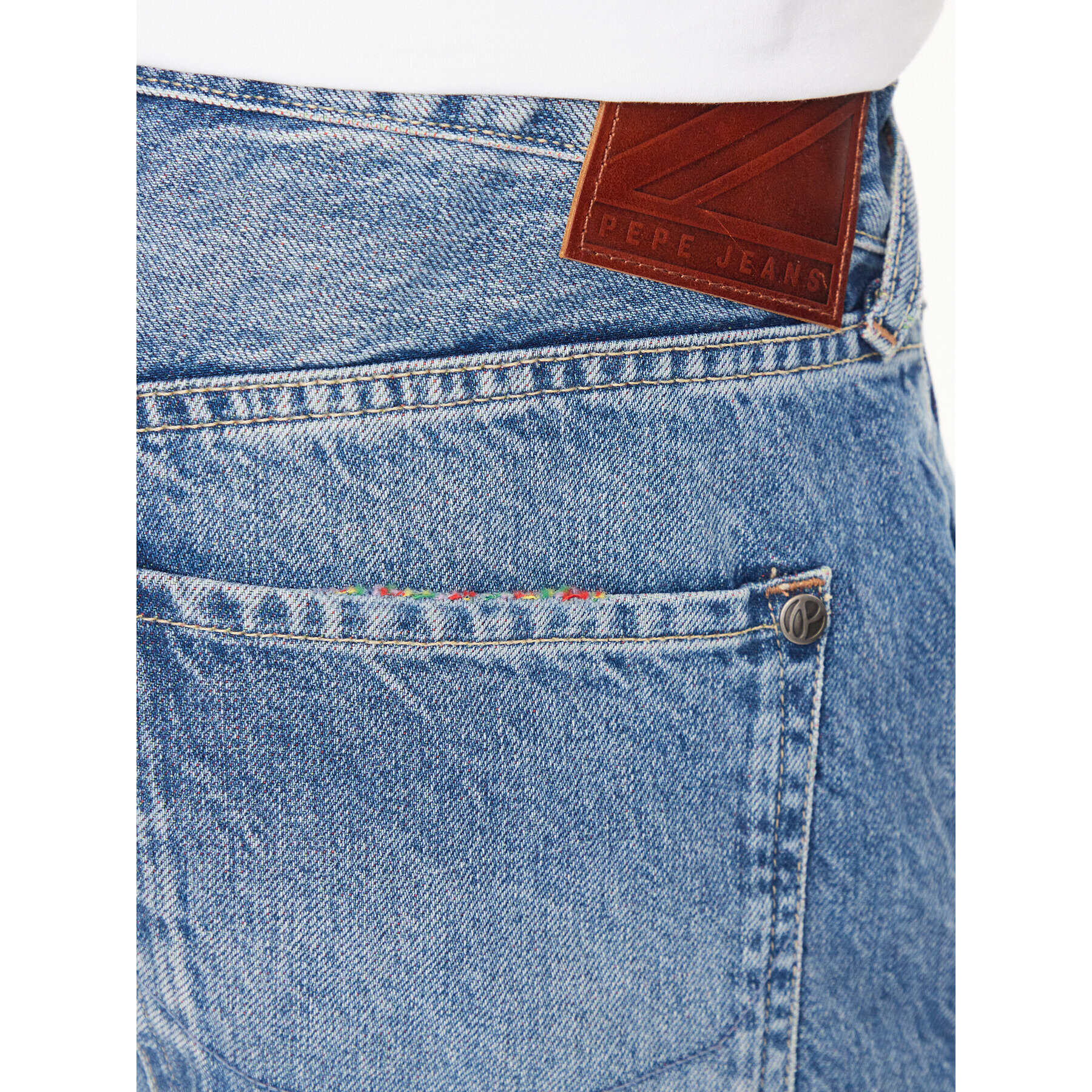 Pepe Jeans Džínsové šortky Callen Short Rainbow PM801021 Modrá Relaxed Fit - Pepit.sk