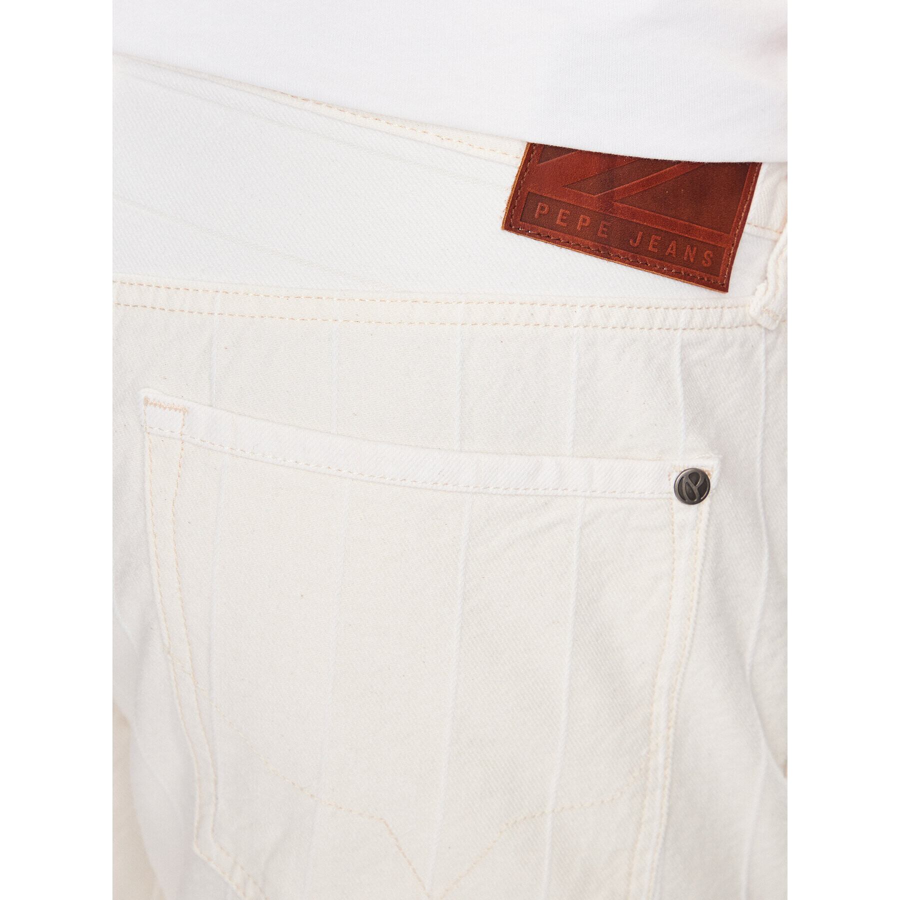 Pepe Jeans Džínsové šortky Callen Short Stripe PM801013 Biela Relaxed Fit - Pepit.sk