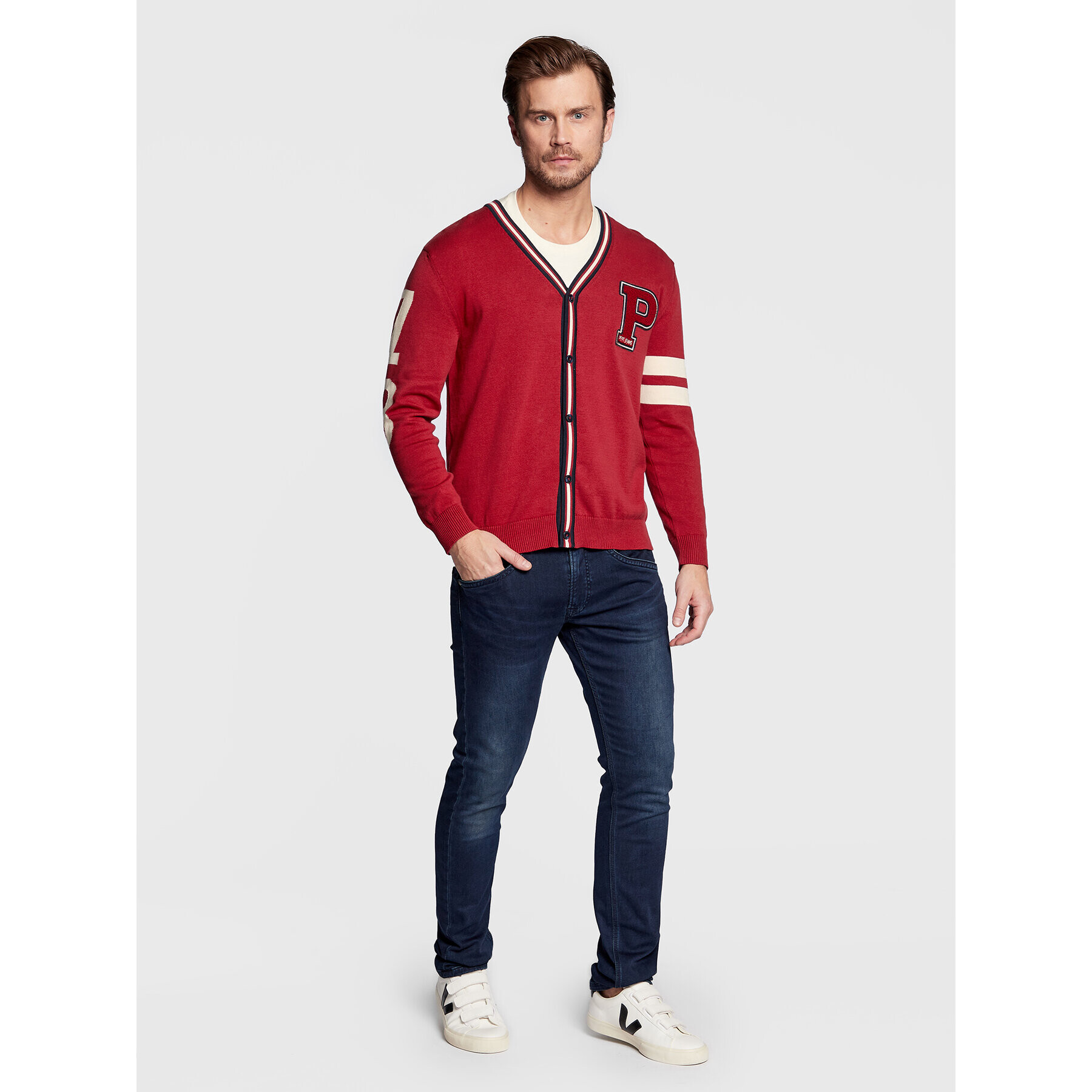 Pepe Jeans Kardigán Melvin PM702266 Bordová Regular Fit - Pepit.sk