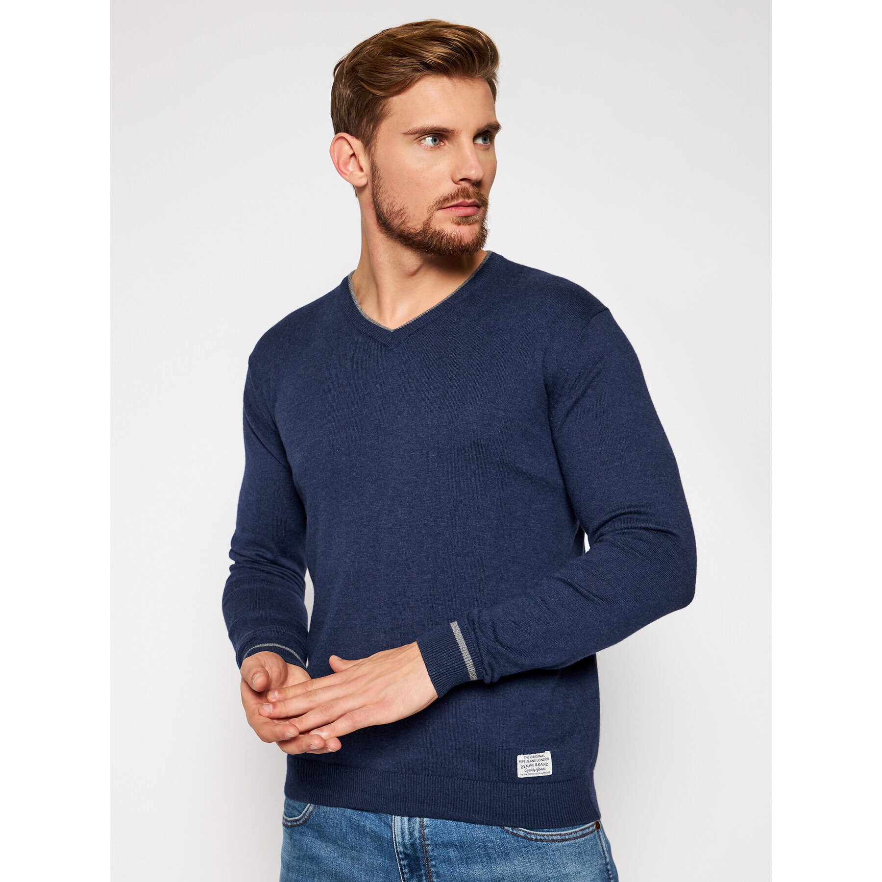 Pepe Jeans Sveter Pedro PM702064 Tmavomodrá Regular Fit - Pepit.sk