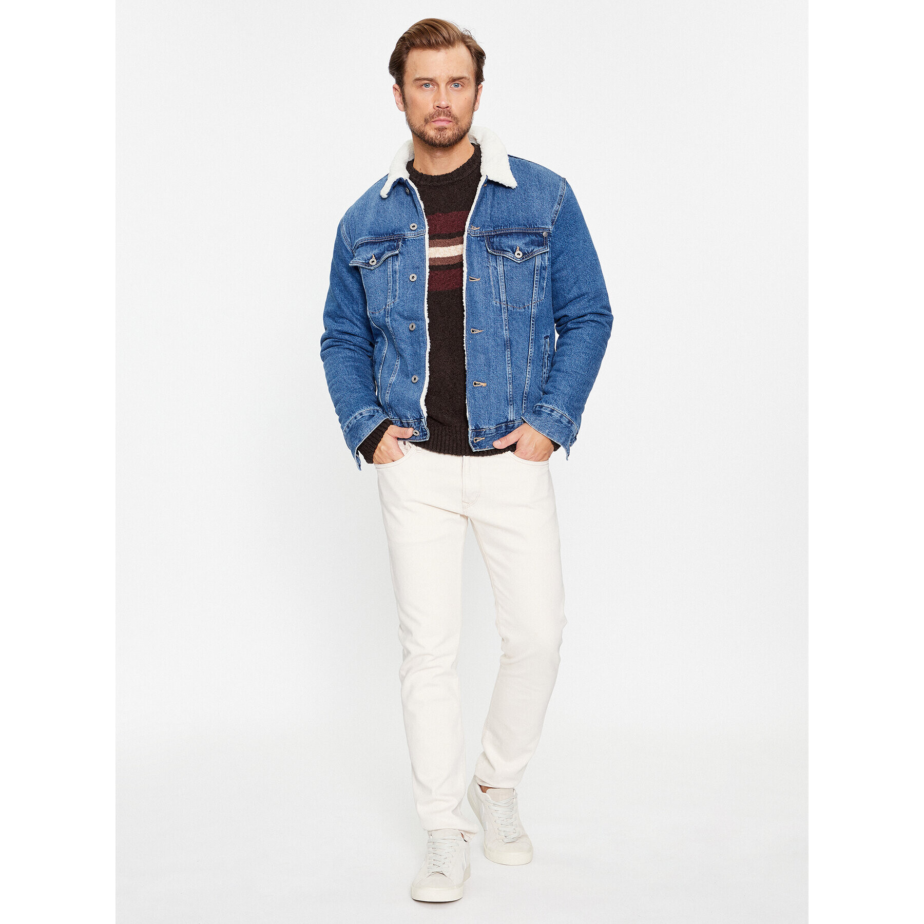 Pepe Jeans Sveter Scott PM702370 Hnedá Regular Fit - Pepit.sk