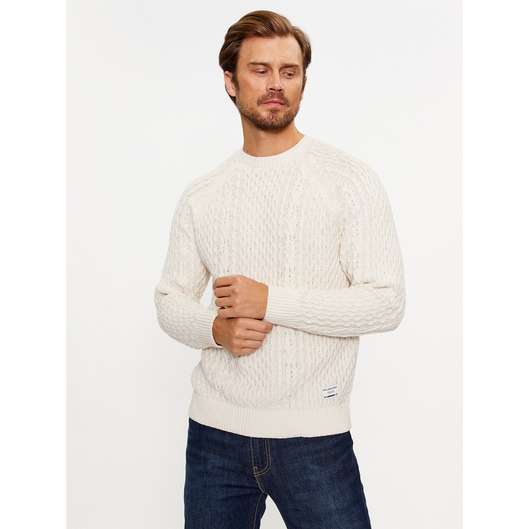 Pepe Jeans Sveter Sly PM702378 Écru Regular Fit - Pepit.sk