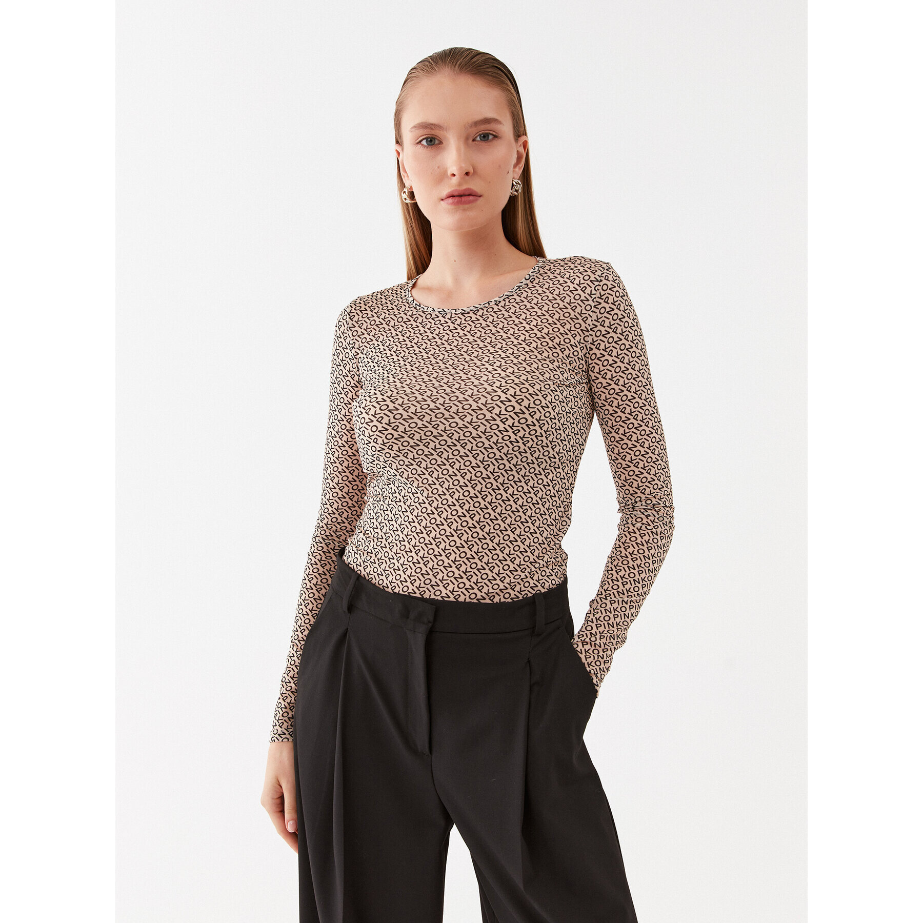 Pinko Blúzka Berlino 100639 A13G Béžová Slim Fit - Pepit.sk