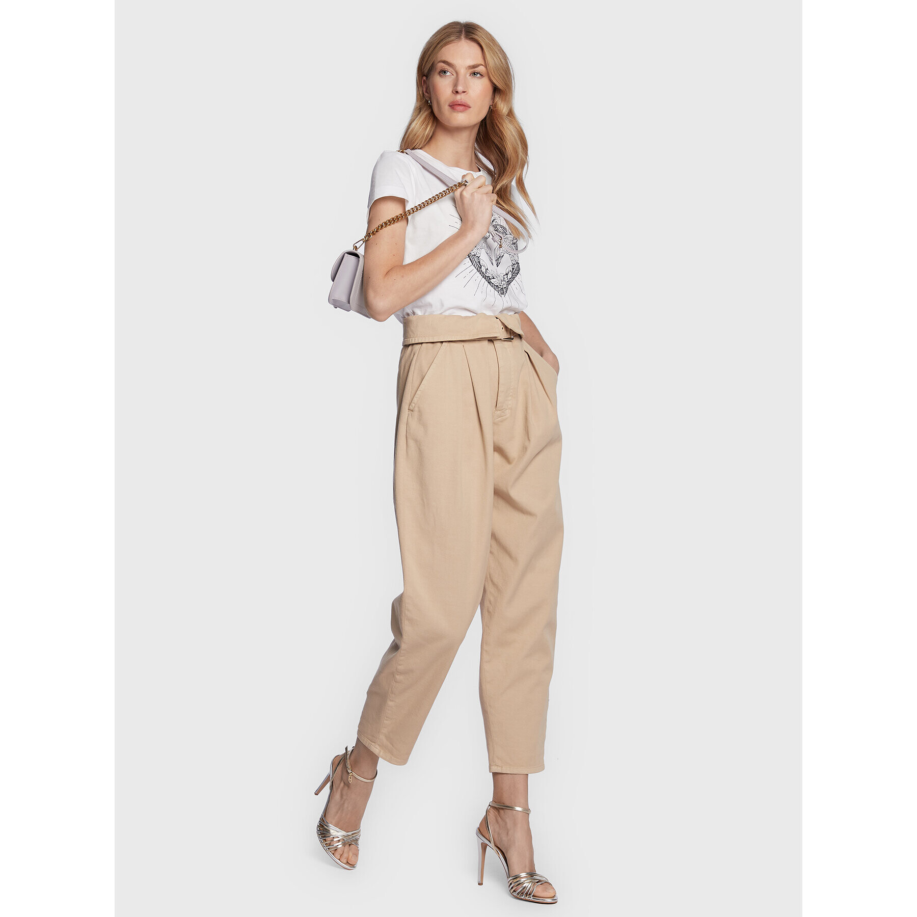 Pinko Džínsy 100614 A0I5 Béžová Straight Fit - Pepit.sk