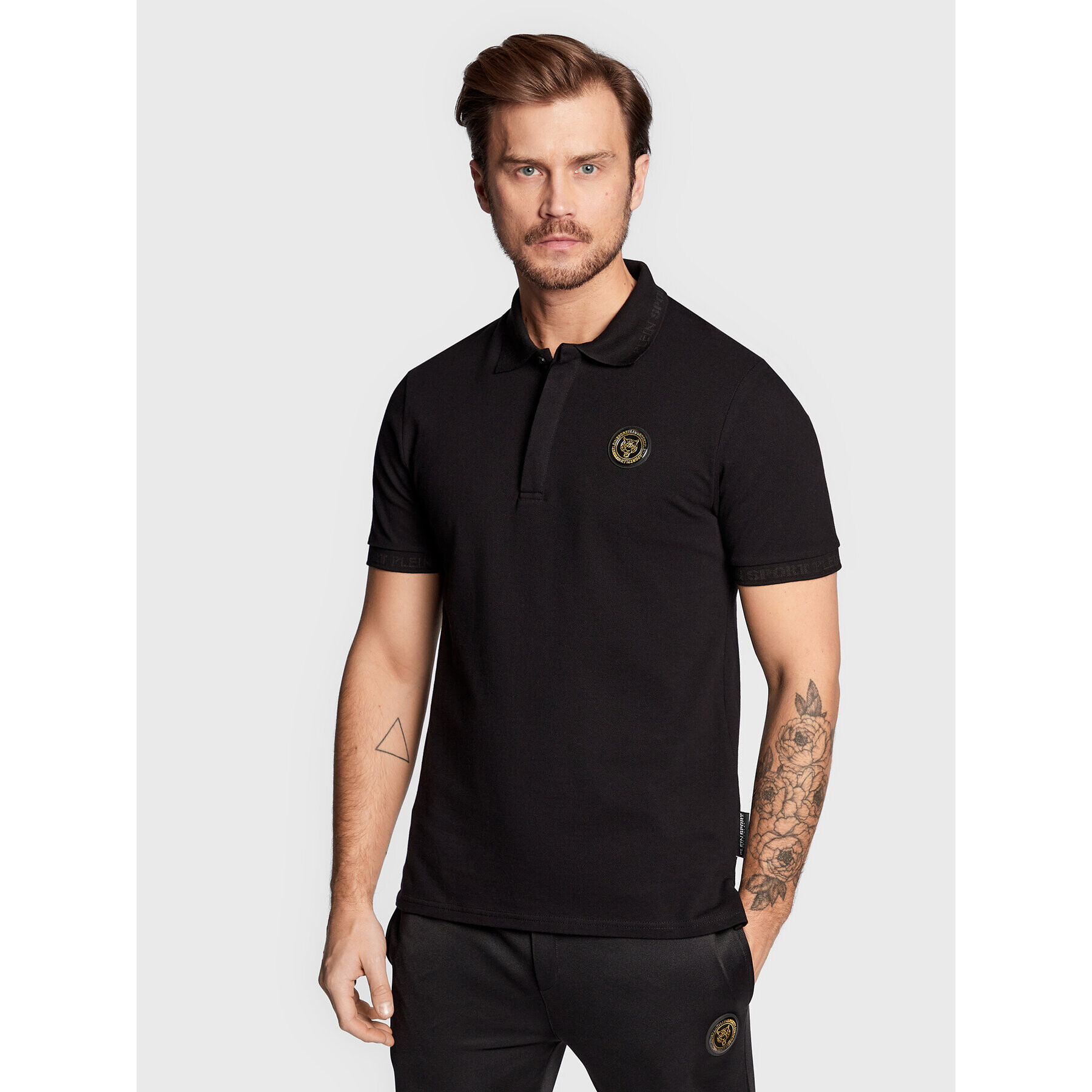 Plein Sport Polokošeľa Statement FABC MTK5755 PTE003N Čierna Slim Fit - Pepit.sk