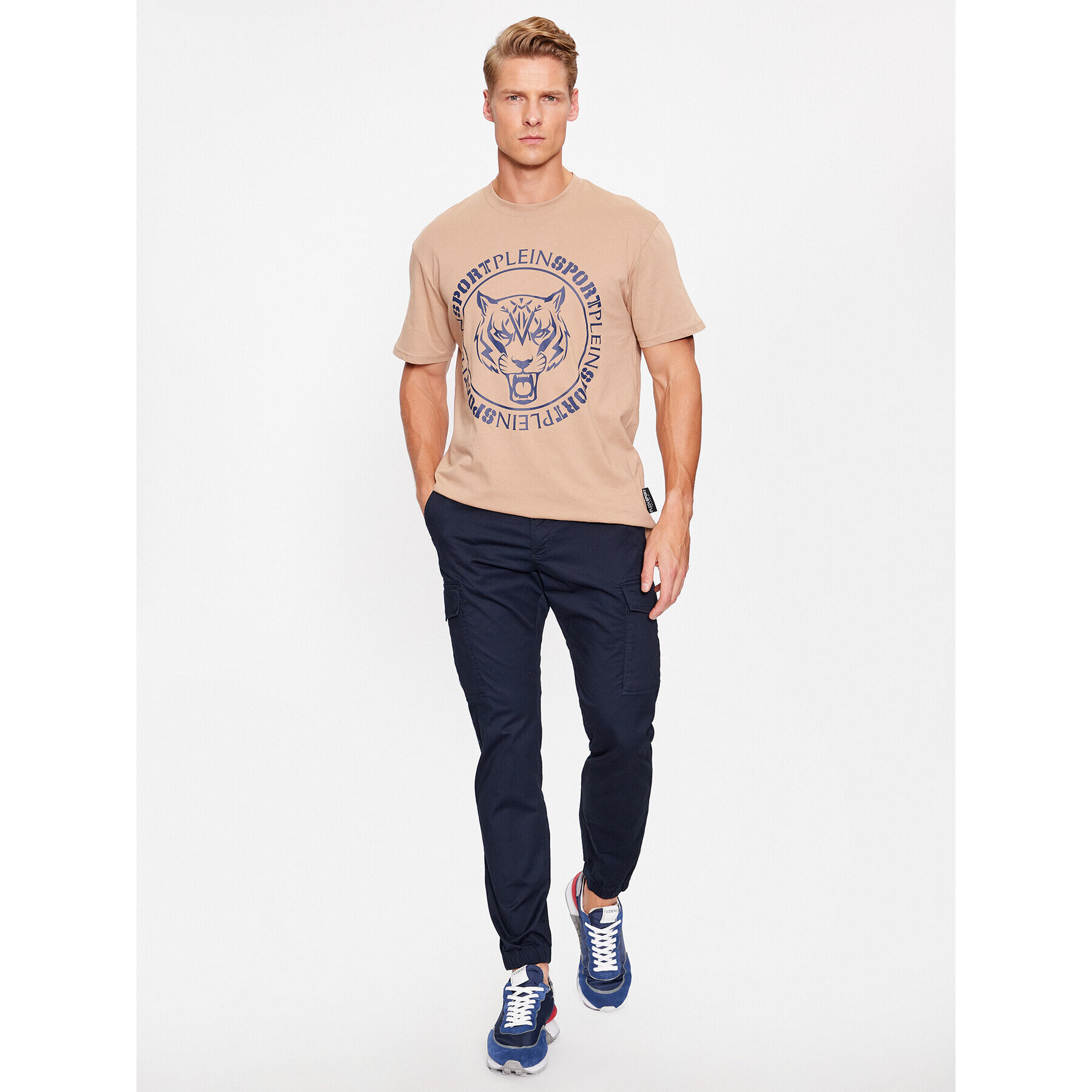 Plein Sport Tričko T-Shirt Round Neck Ss Tiger AACC MTK6550 SJY001N Béžová Regular Fit - Pepit.sk