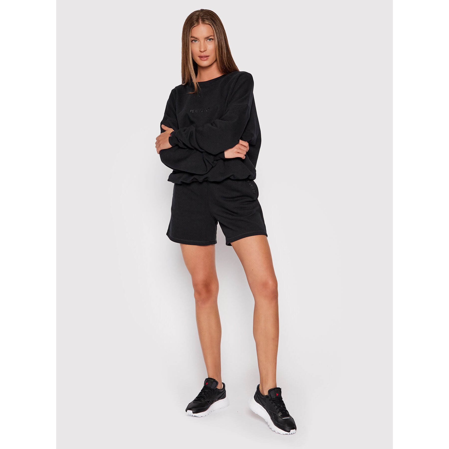 PLNY LALA Športové kraťasy Shorty PL-SI-SH-00010 Čierna Loose Fit - Pepit.sk