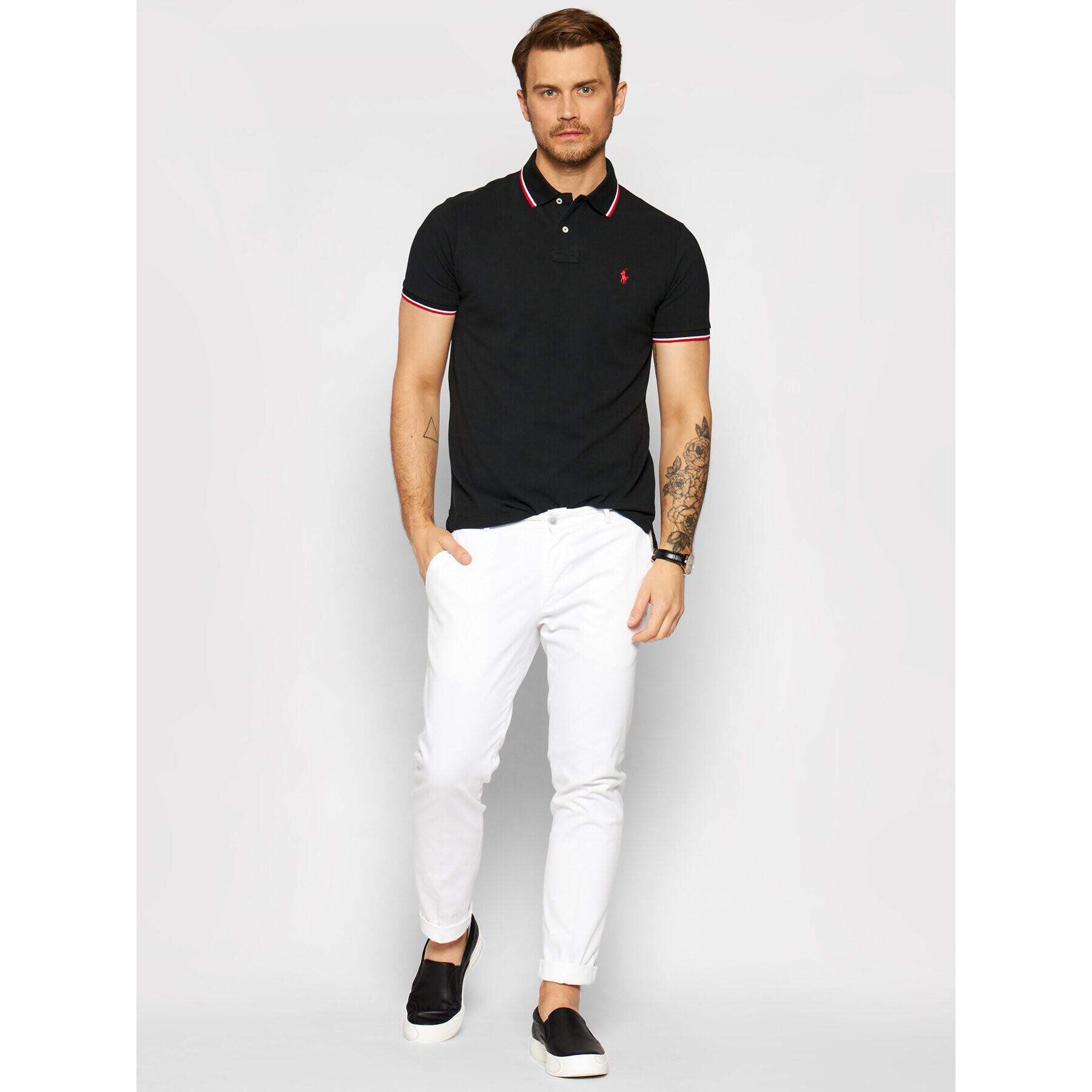 Polo Ralph Lauren Polokošeľa Ssl 710842621001 Čierna Custom Slim Fit - Pepit.sk