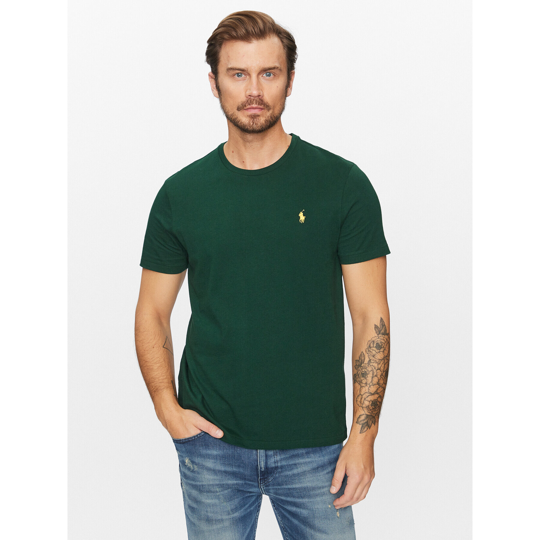 Polo Ralph Lauren Tričko 710671438332 Zelená Custom Slim Fit - Pepit.sk