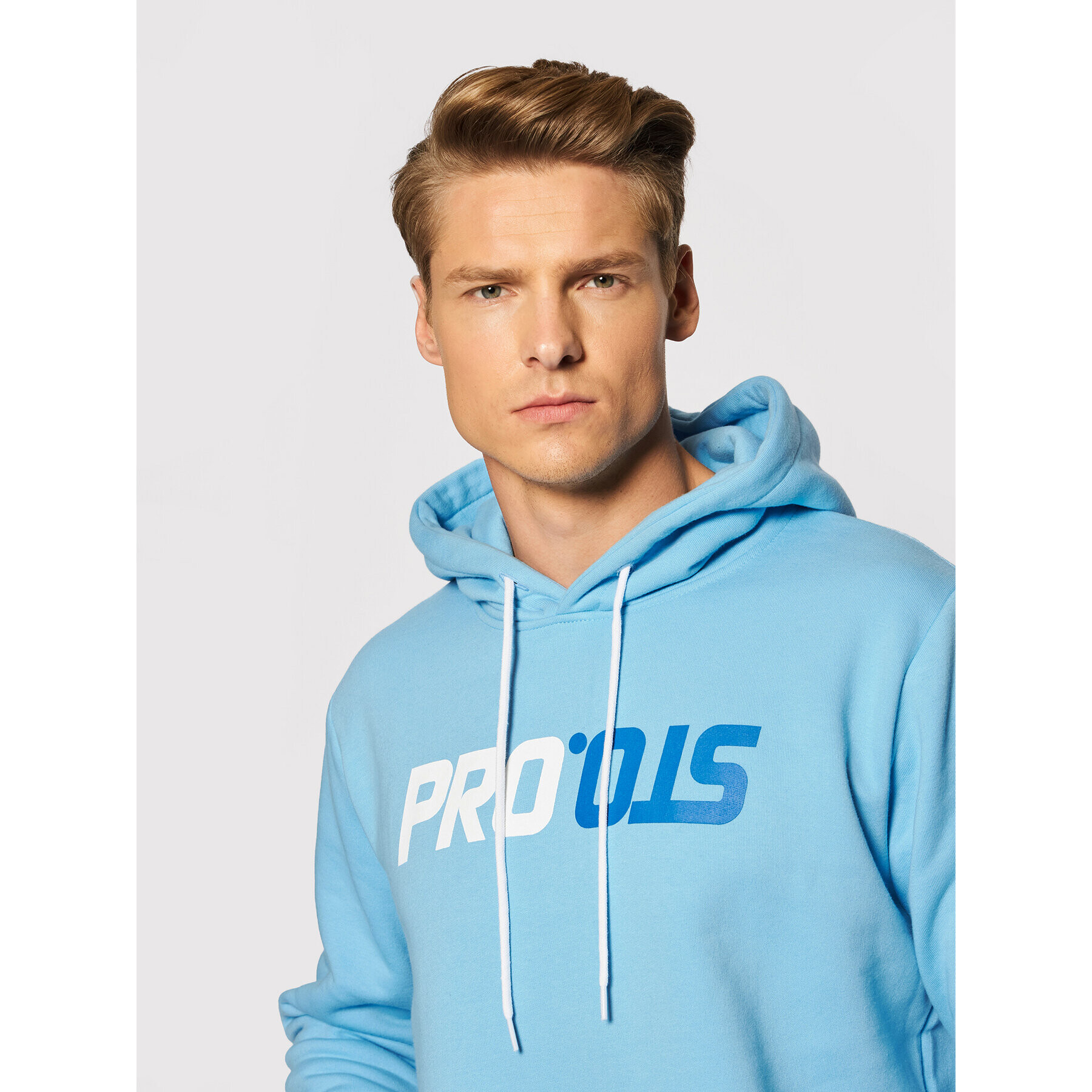 PROSTO. Mikina KLASYK Hoodie Ups 2024 Modrá Regular Fit - Pepit.sk