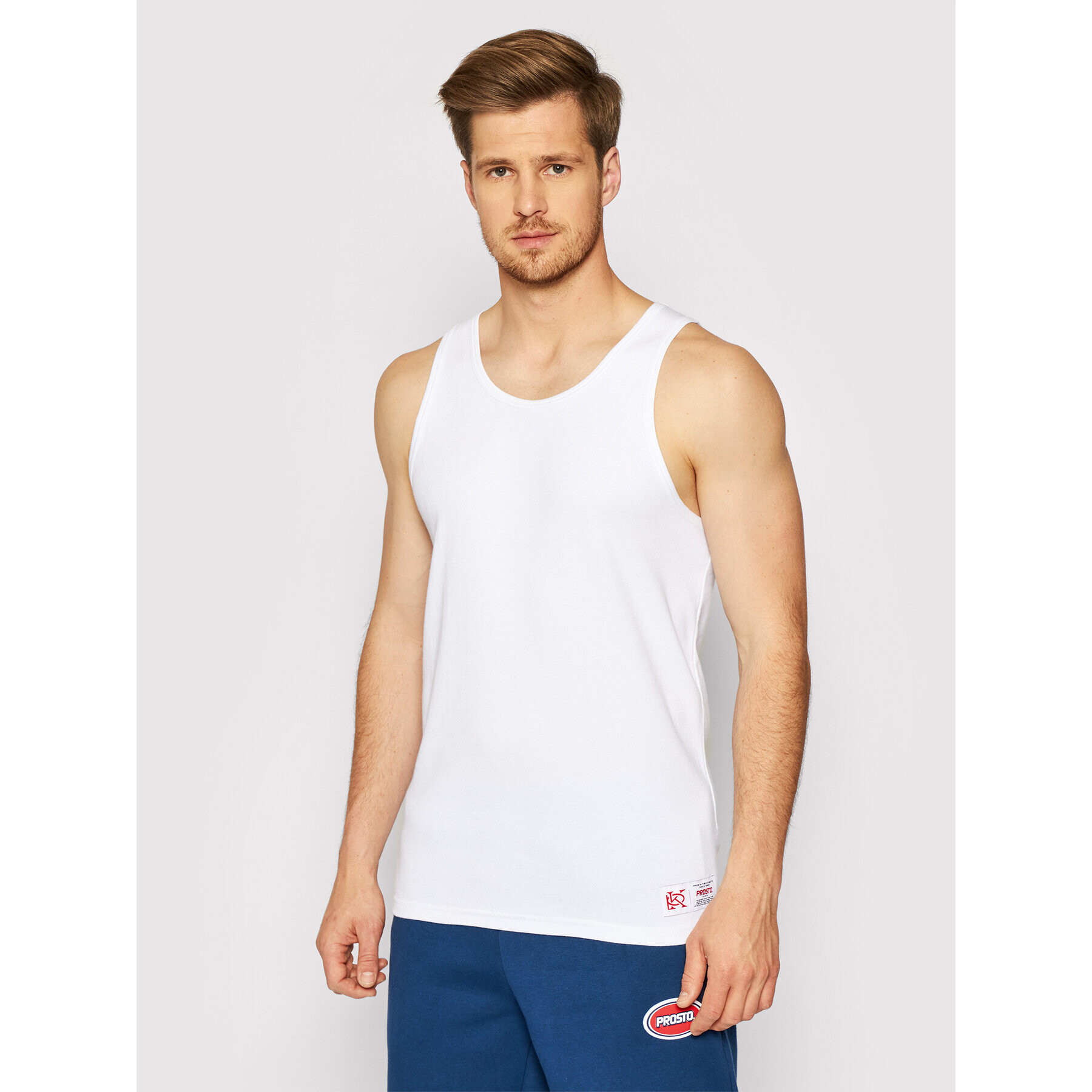 PROSTO. Tank top KLASYK Trevor 4042 Biela Regular Fit - Pepit.sk