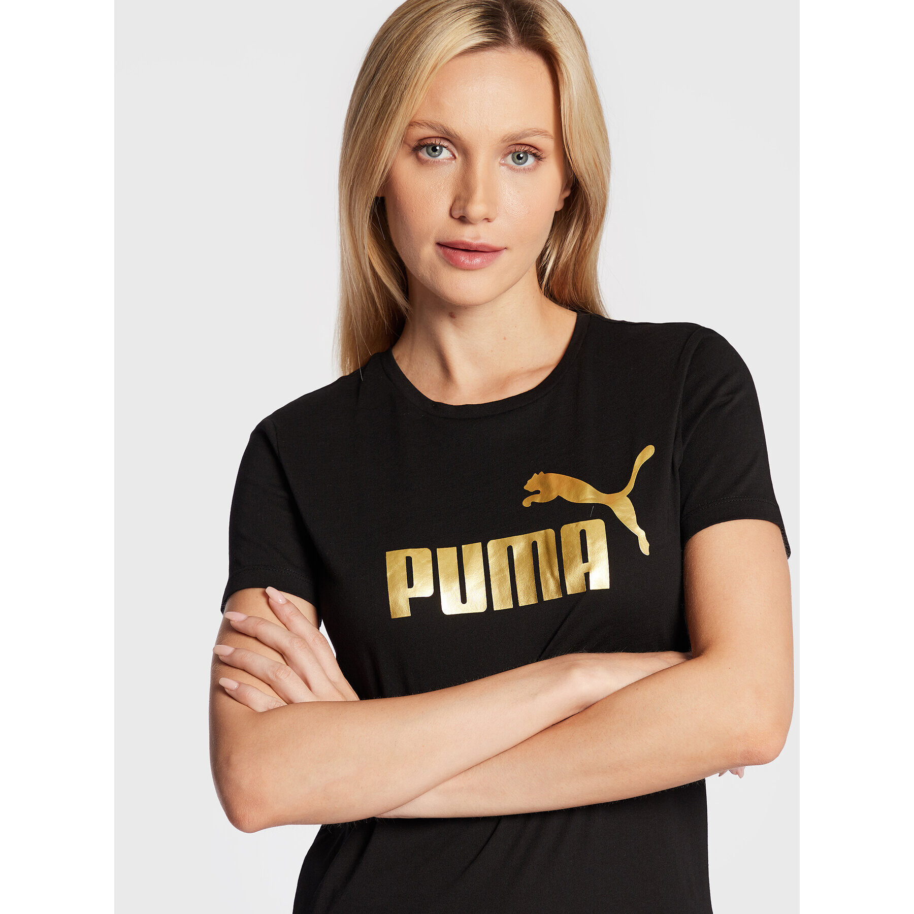 Puma Tričko Essentials+ Metallic Logo 848303 Čierna Regular Fit - Pepit.sk