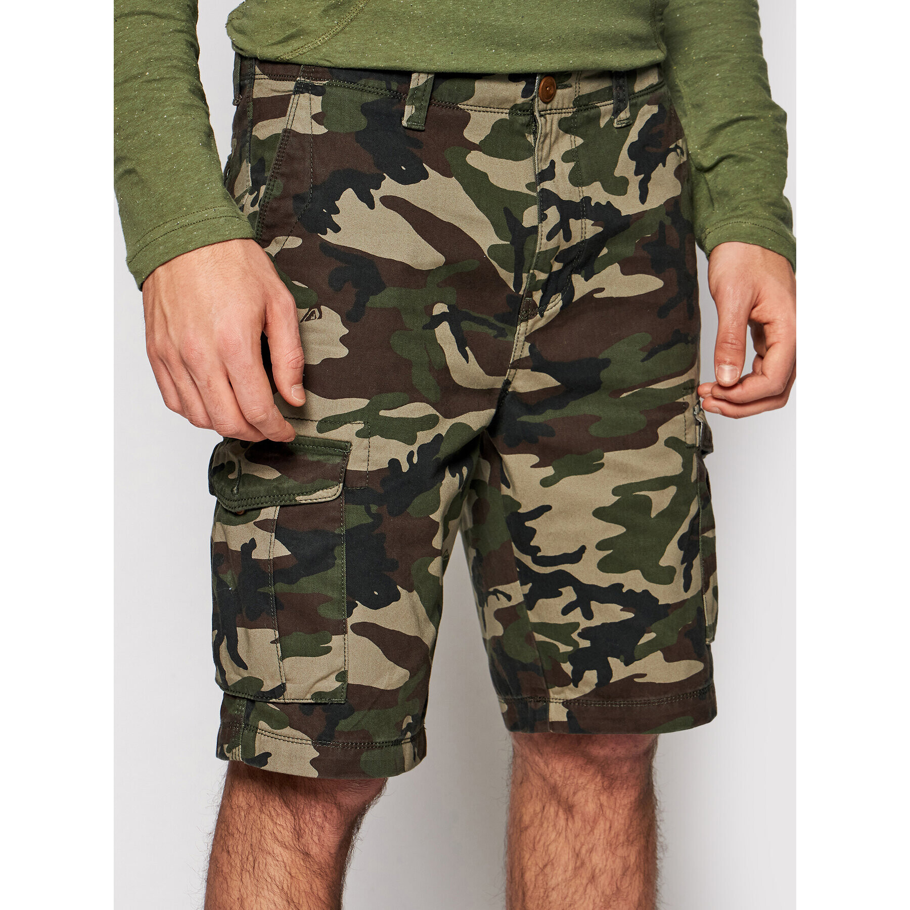 Quiksilver Bavlnené šortky Crucial Battle EQYWS03456 Zelená Tapered Fit - Pepit.sk