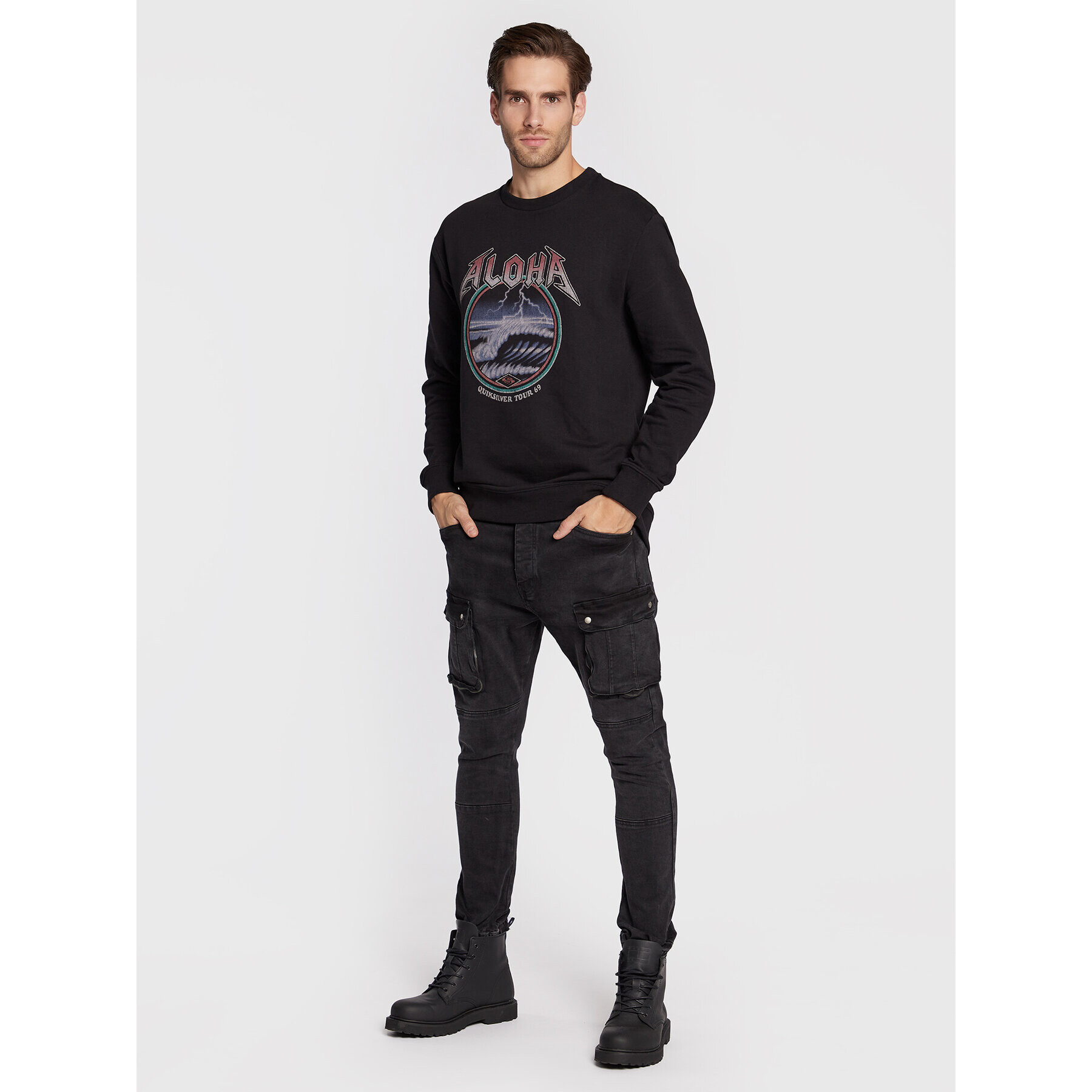 Quiksilver Mikina Rock Waves EQYFT04688 Čierna Regular Fit - Pepit.sk