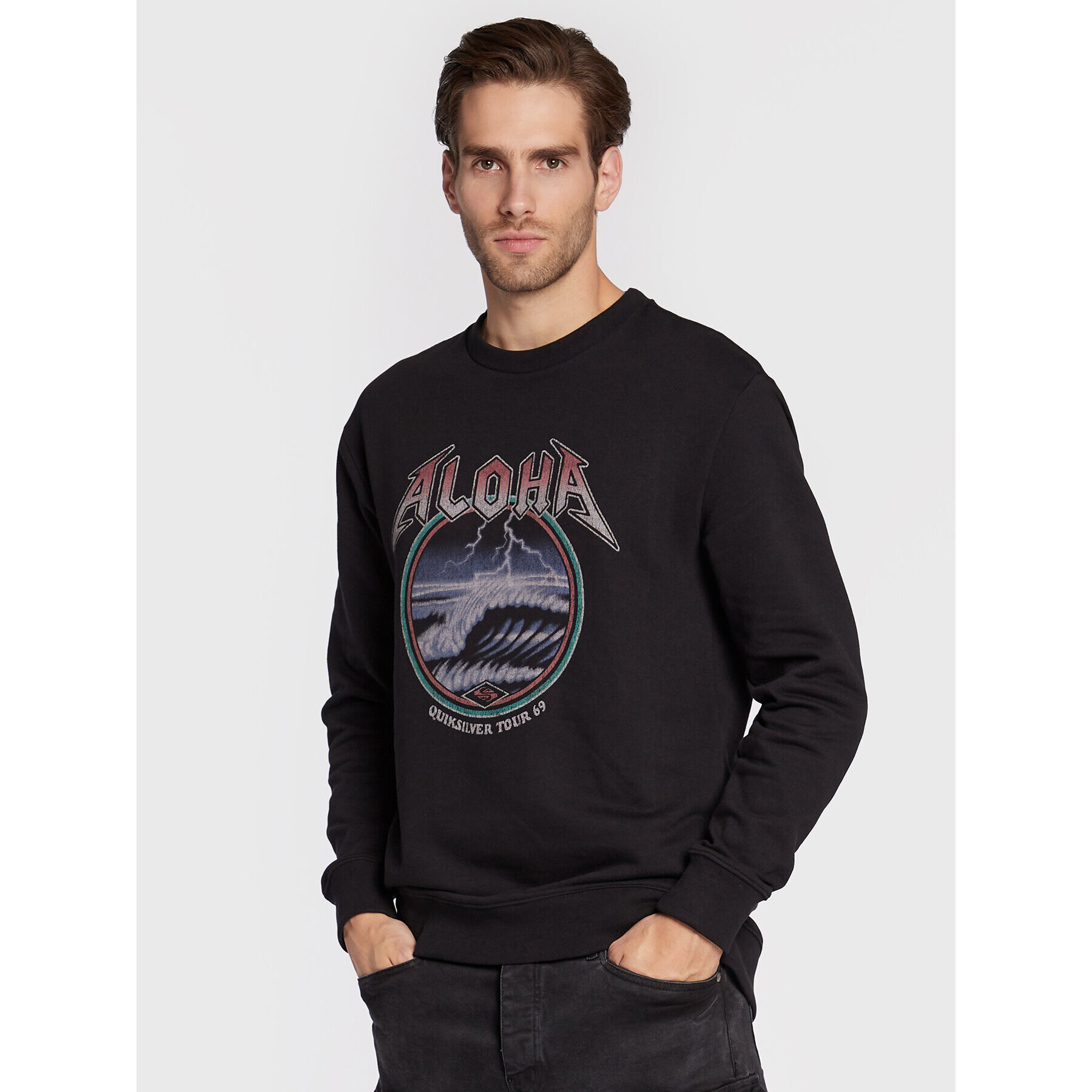 Quiksilver Mikina Rock Waves EQYFT04688 Čierna Regular Fit - Pepit.sk