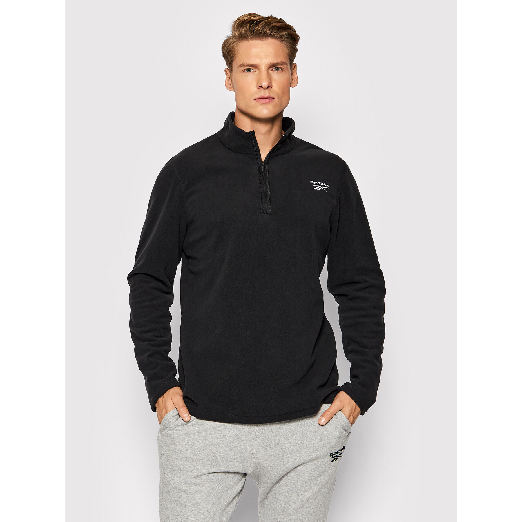 Reebok Fleecová mikina Outerwear GR8959 Čierna Slim Fit - Pepit.sk