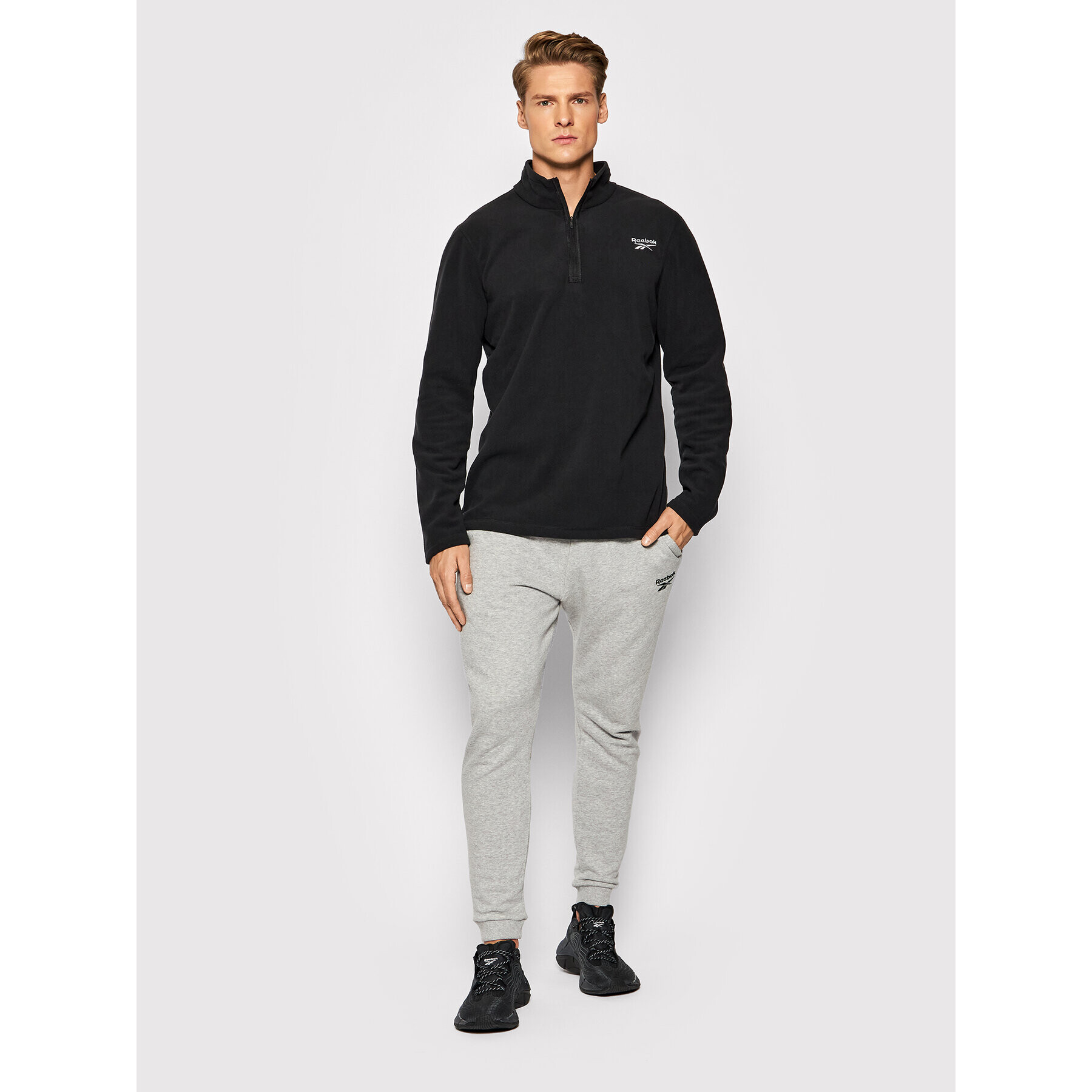 Reebok Fleecová mikina Outerwear GR8959 Čierna Slim Fit - Pepit.sk