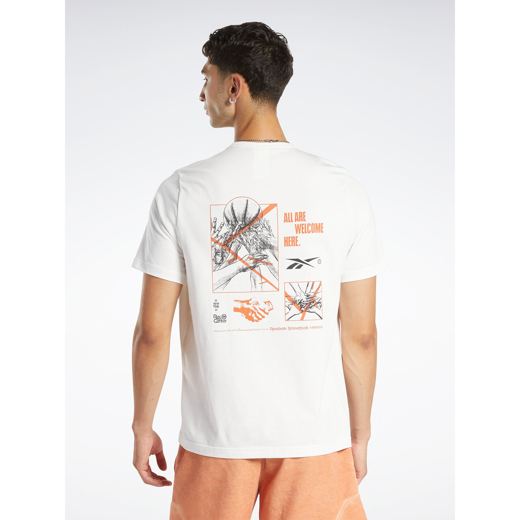 Reebok Tričko Basketball Court Top T-Shirt HN5804 Biela Relaxed Fit - Pepit.sk