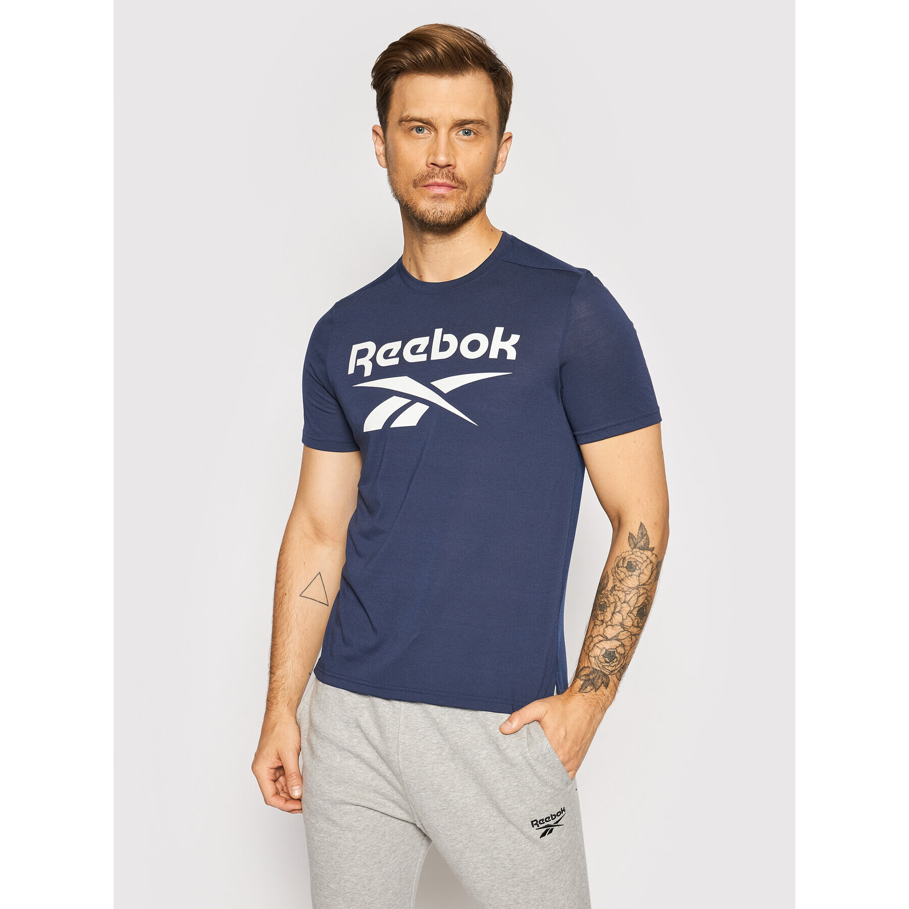 Reebok Tričko Workout Ready Supremium Graphic FU3256 Tmavomodrá Regular Fit - Pepit.sk