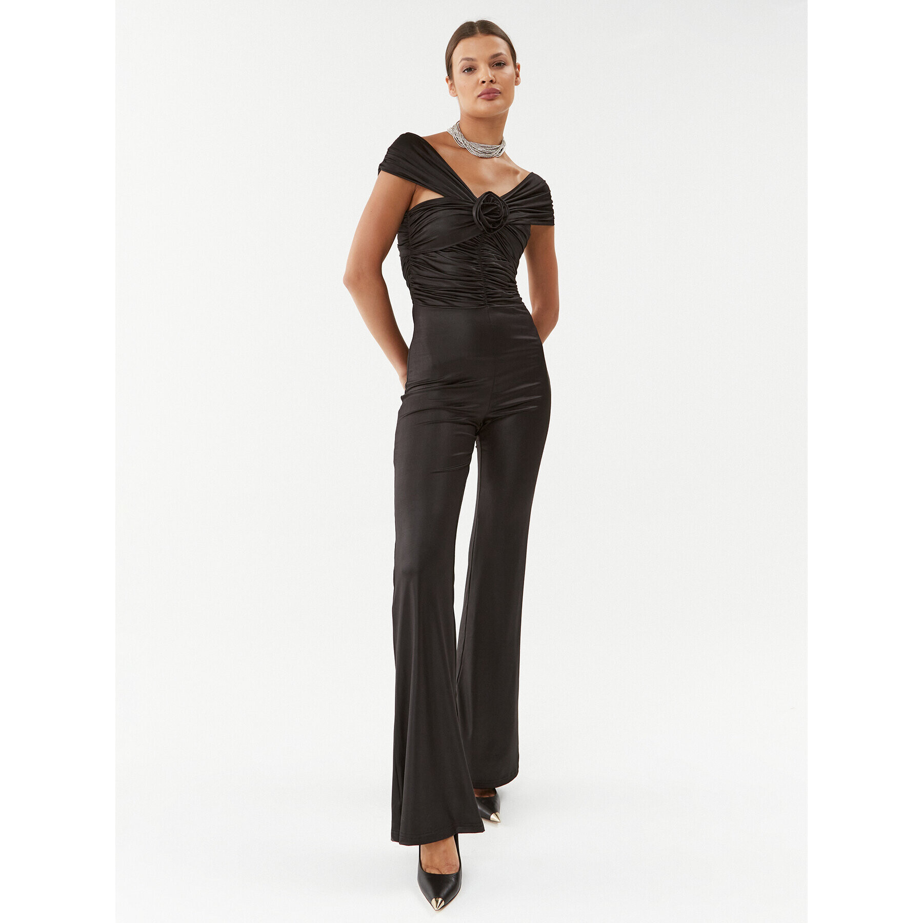 ROTATE Overal Coated Jersey Jumpsuit 111023100 Čierna Regular Fit - Pepit.sk