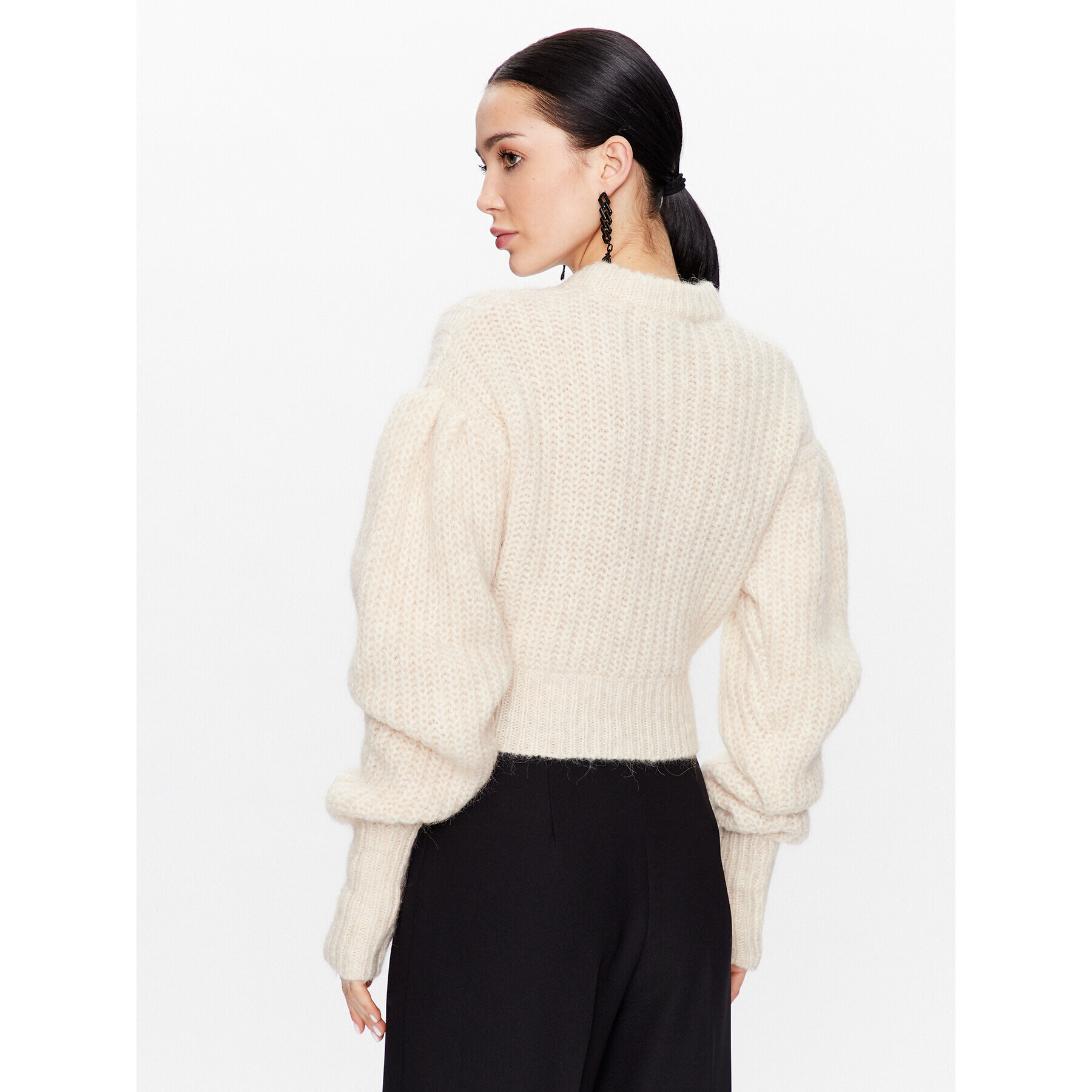 ROTATE Sveter Knit Puff Sleeve RT2287 Écru Regular Fit - Pepit.sk